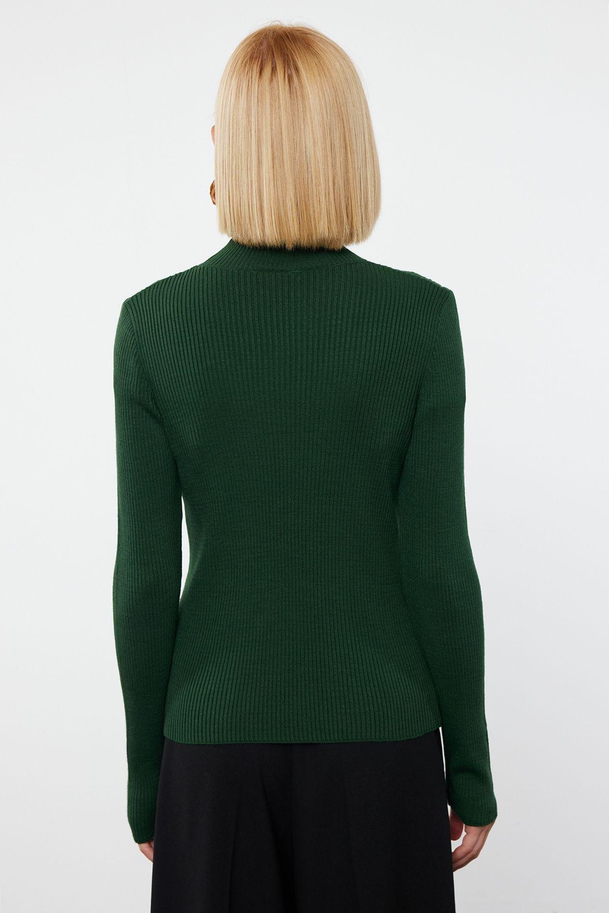 Emerald Green Textured Ribbed Sweater, Emerald, large image number 4