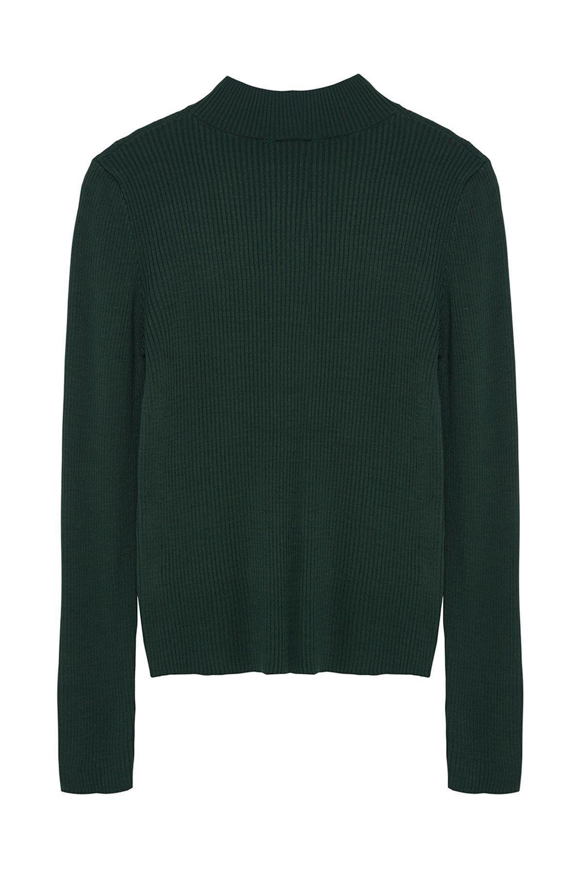 Emerald Green Textured Ribbed Sweater, Emerald, large image number 5