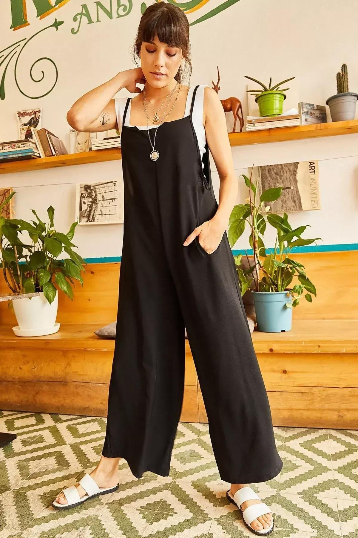 Black Relaxed Jumpsuit, , medium