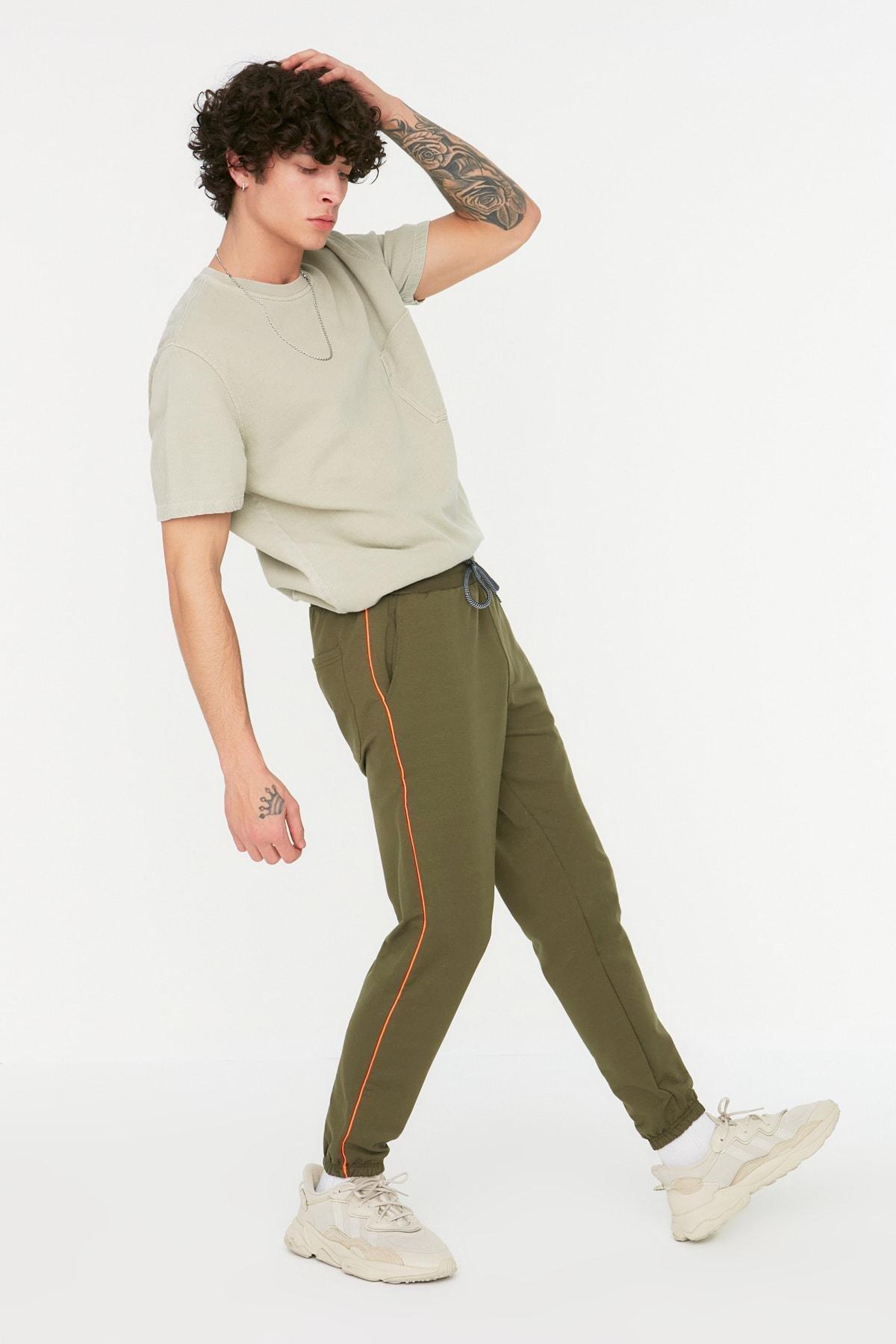 Green Mid Waist Joggers Sweatpants, , large image number 3