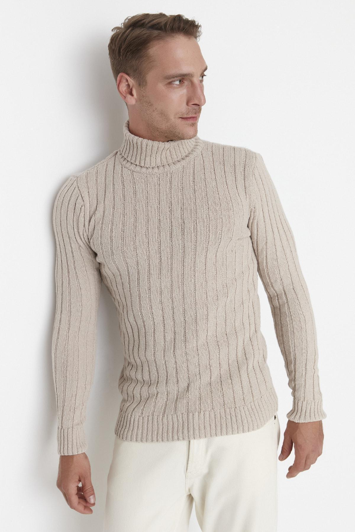 Beige Turtleneck Sweater, , large image number 0