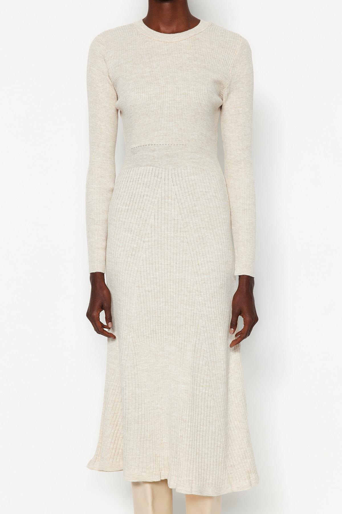 Grey Crew Neck Plain Dress, , large image number 4