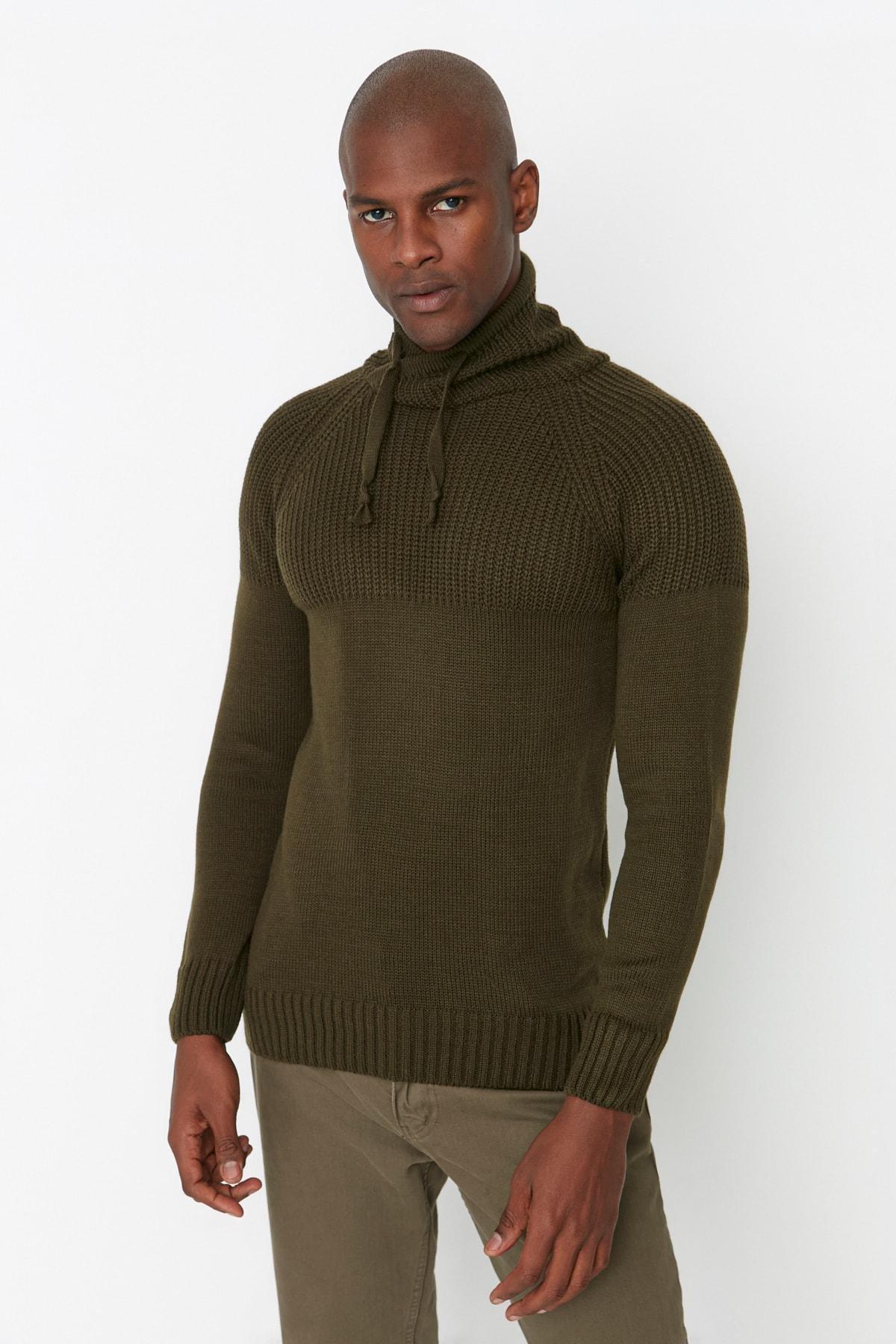 Olive green outlet cowl neck sweater