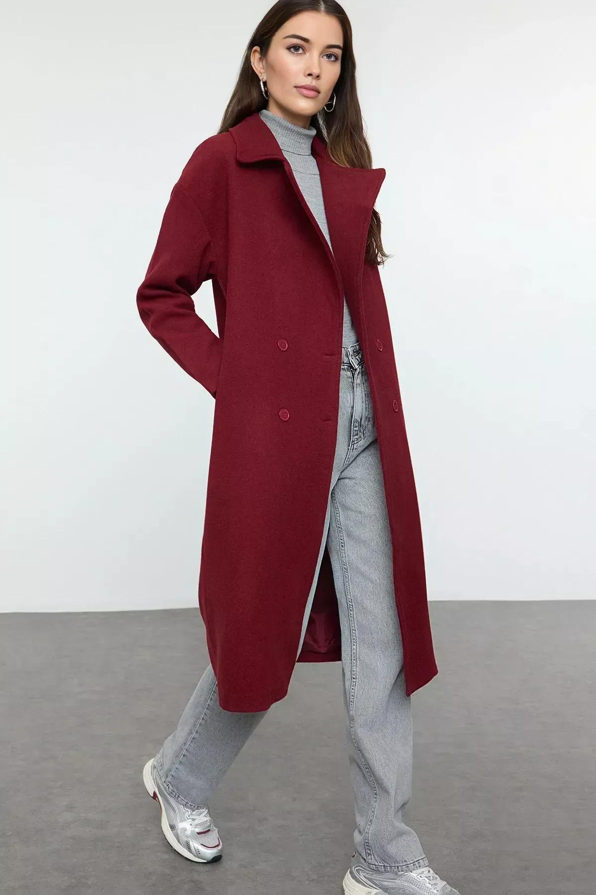 Red Oversize Coat, Burgundy, large image number 0