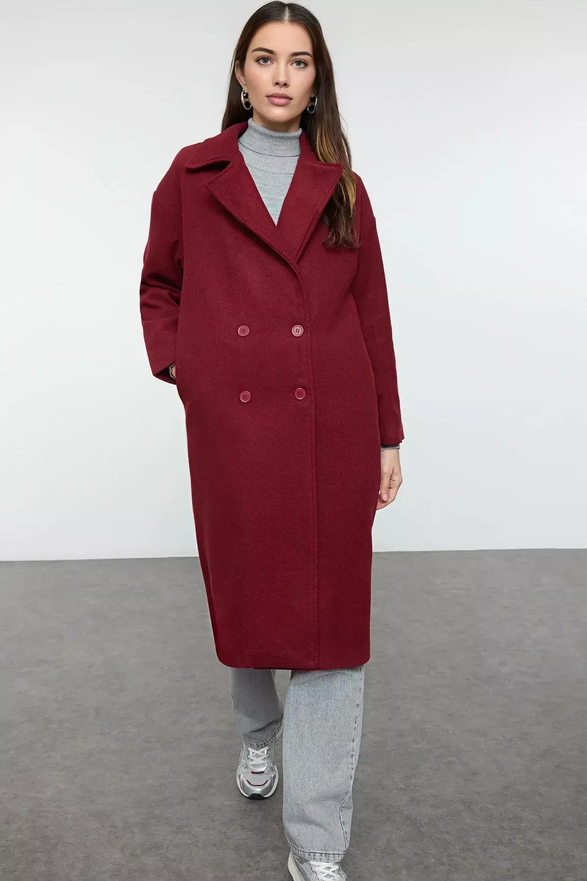Red Oversize Coat, Burgundy, medium