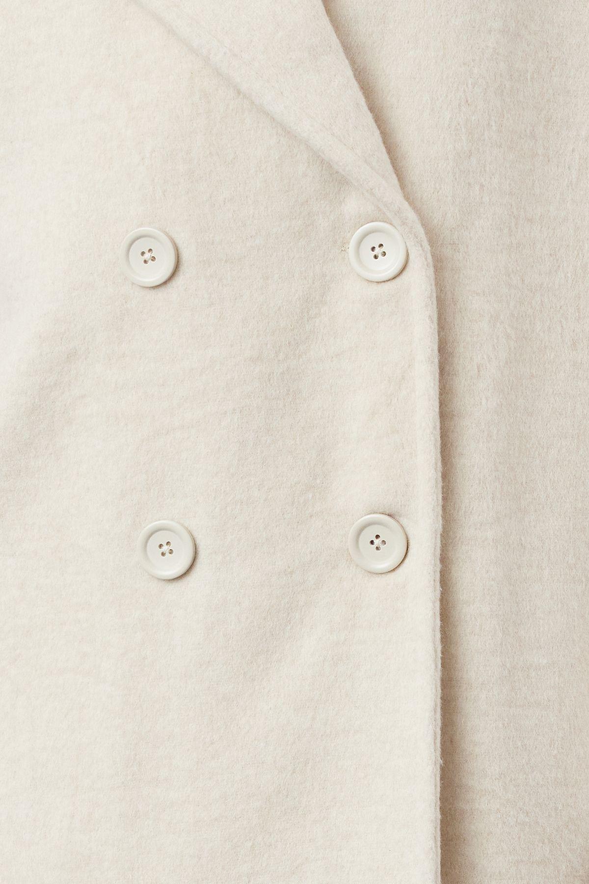 Ecru Oversize Wide Cut Long Wool Cashmere Coat TWOAW21KB0038, Single item, , large image number 2