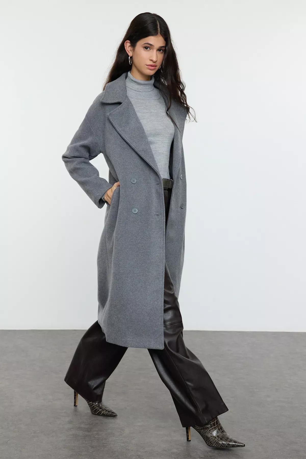 Grey Oversize Coat, Grey, large image number 0