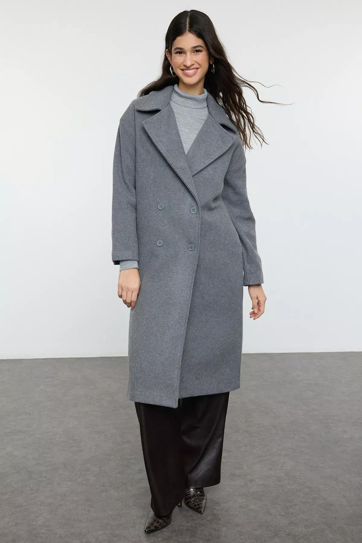 Grey Oversize Coat, Grey, large image number 1