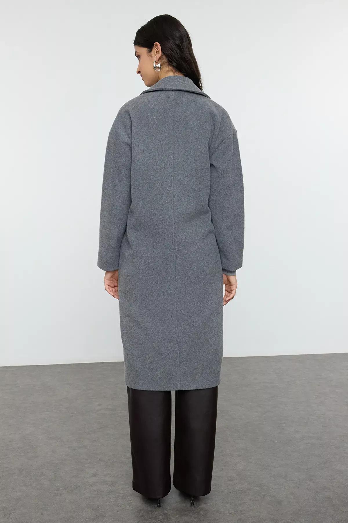 Grey Oversize Coat, Grey, large image number 4