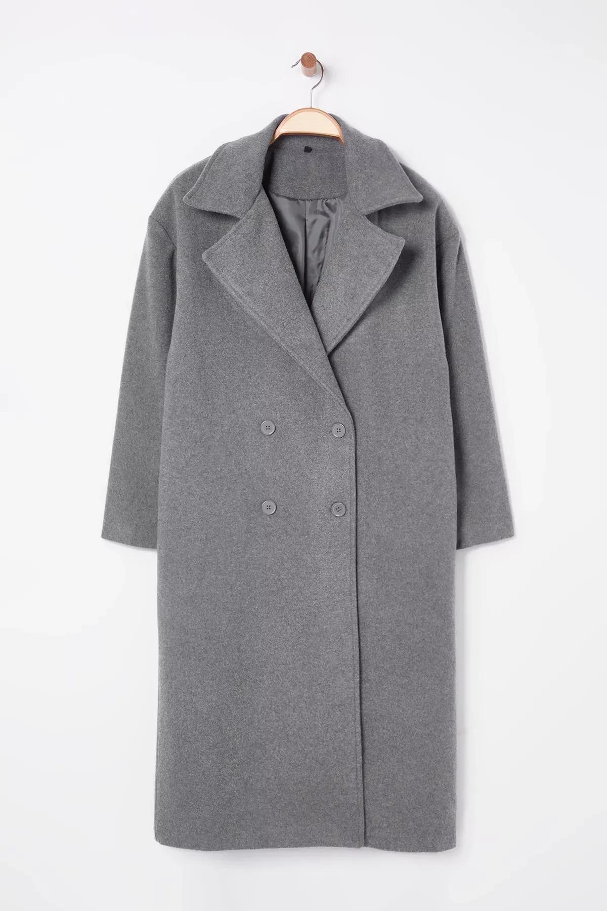 Grey Oversize Coat, Grey, large image number 6