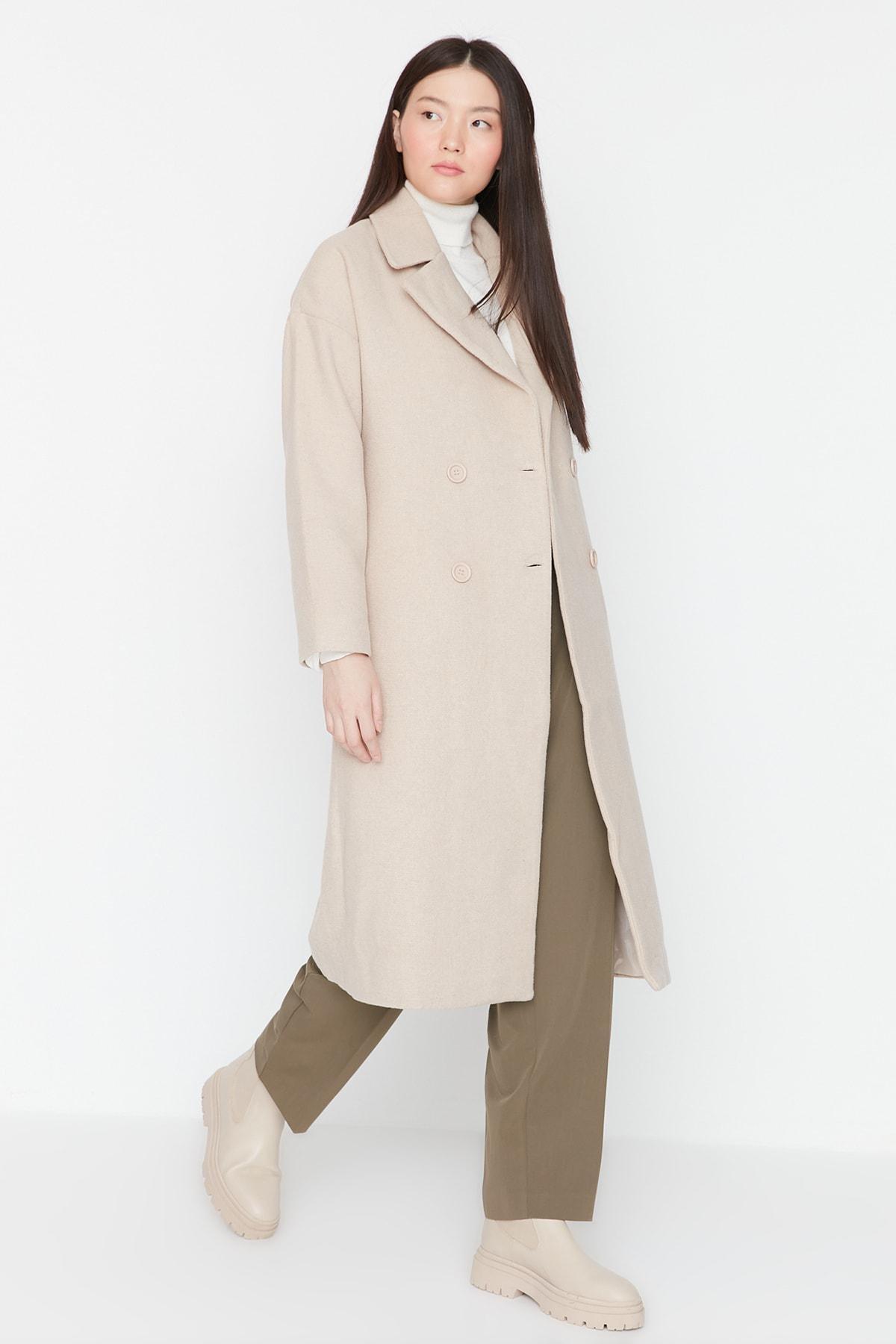 Grey Oversized Off-Shoulder Coat, , large image number 0