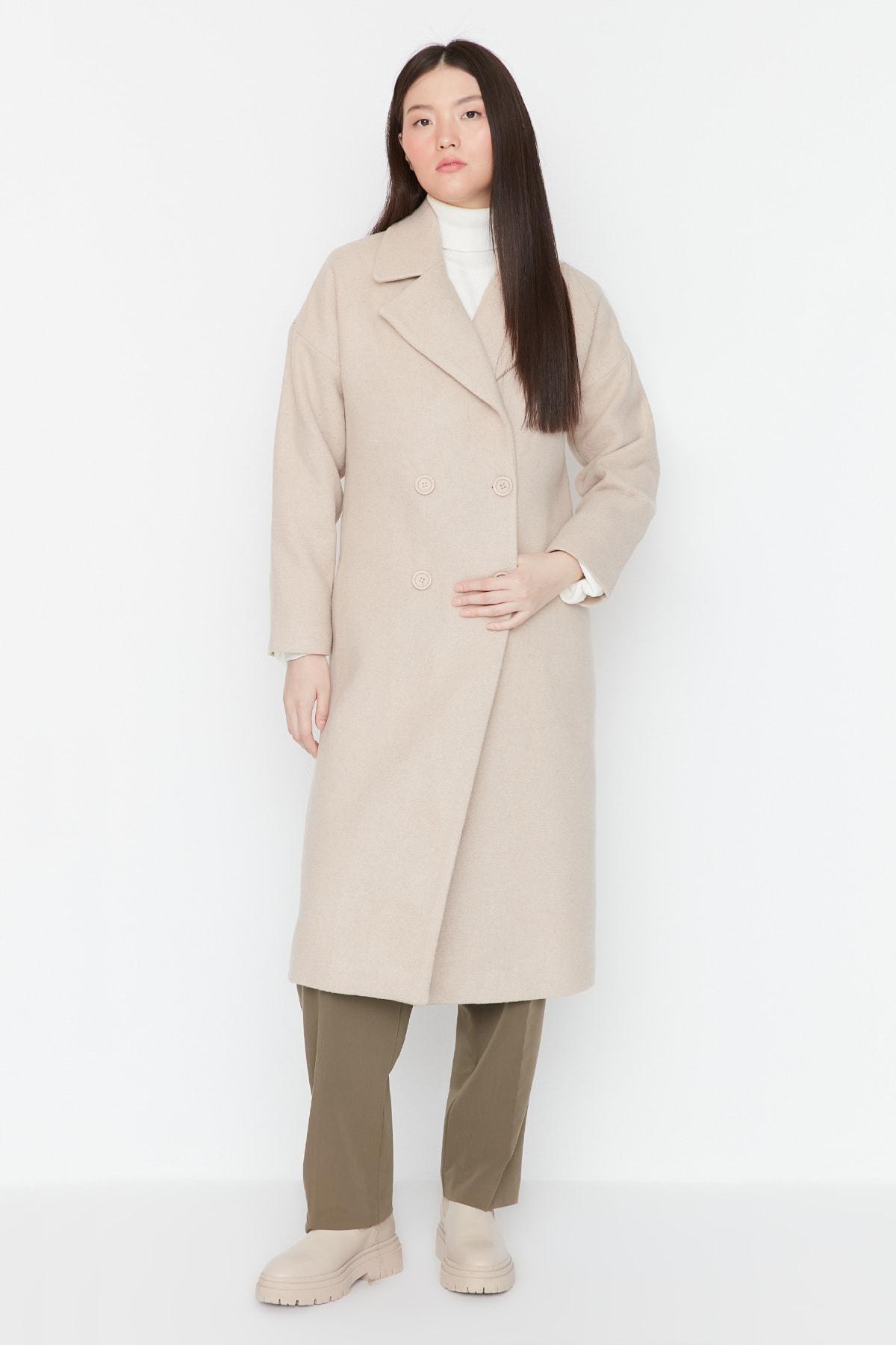 Grey Oversized Off-Shoulder Coat, , large image number 3