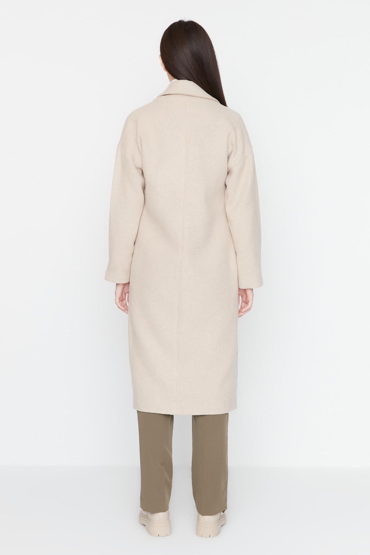 Grey Oversized Off-Shoulder Coat, , large image number 7