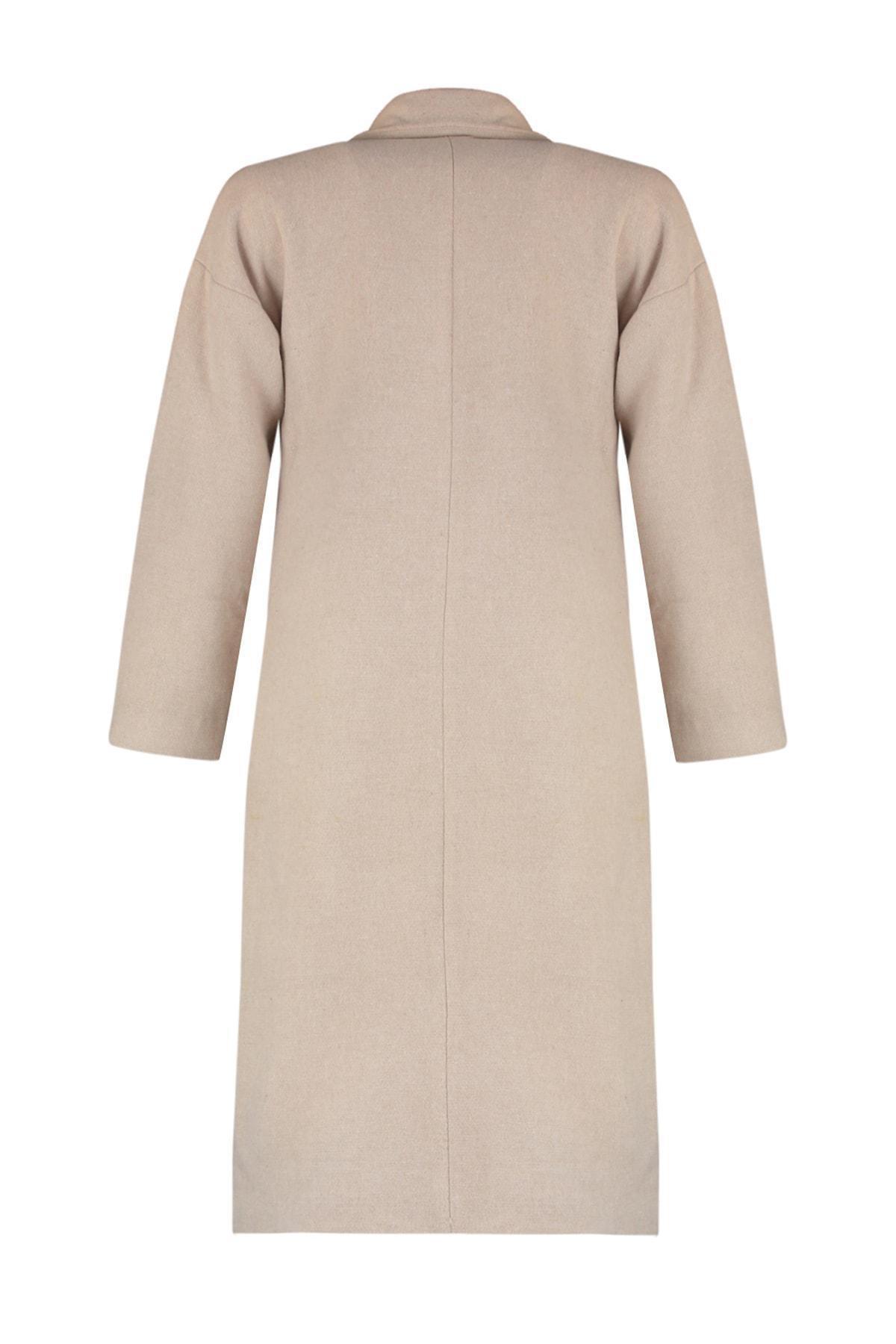 Grey Oversized Off-Shoulder Coat, , large image number 12