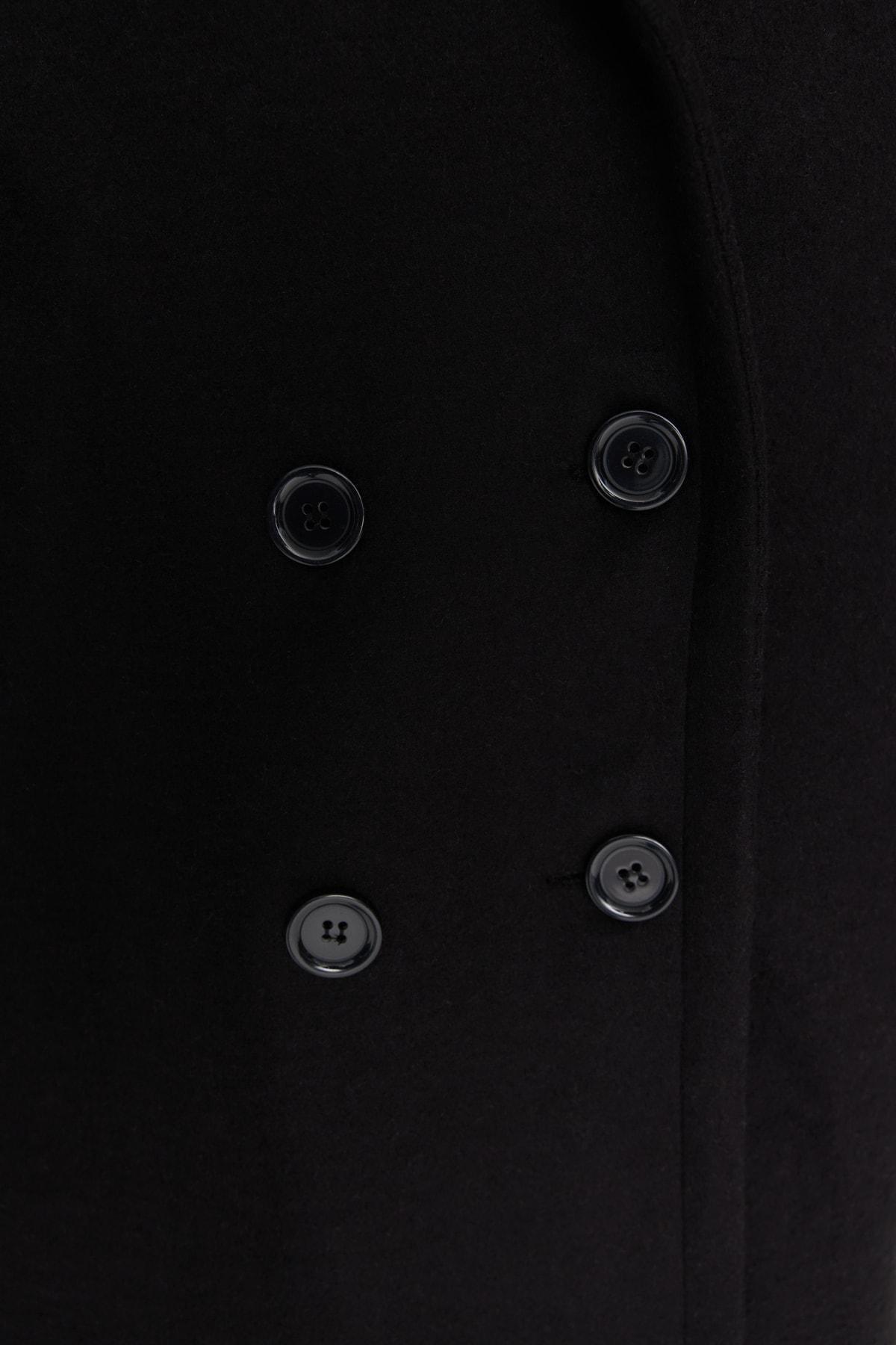Black Oversize Off-Shoulder Coat, , large image number 3