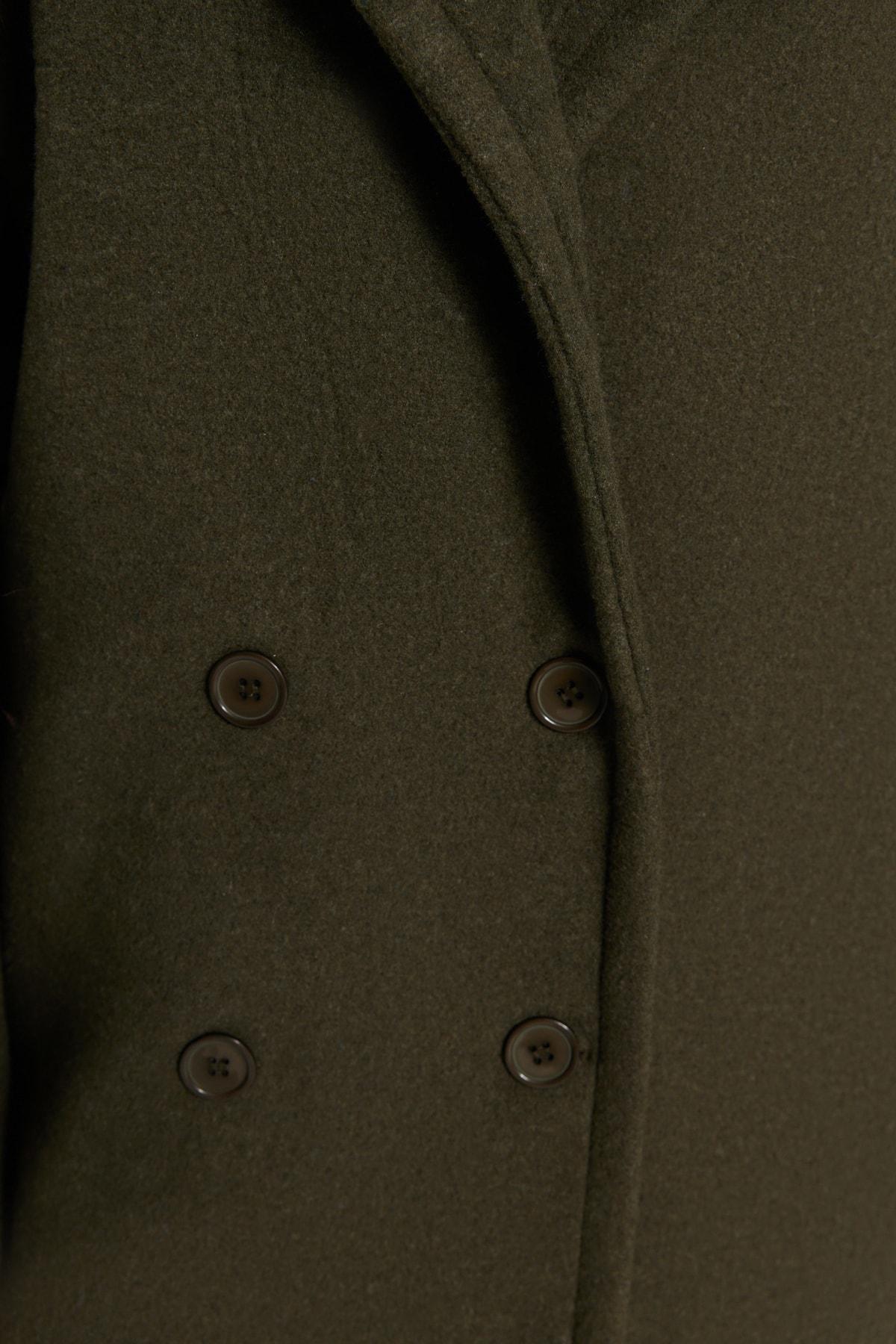 Khaki Double Breasted Oversize Coat, , large image number 4