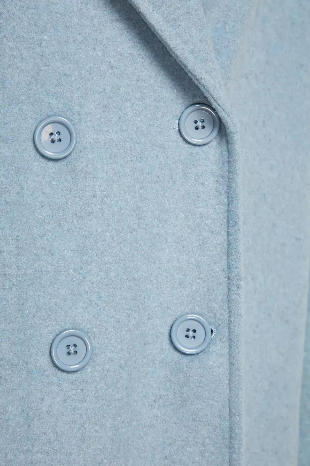 Blue Oversized Wide Cut Long Coat, Blue, large image number 3