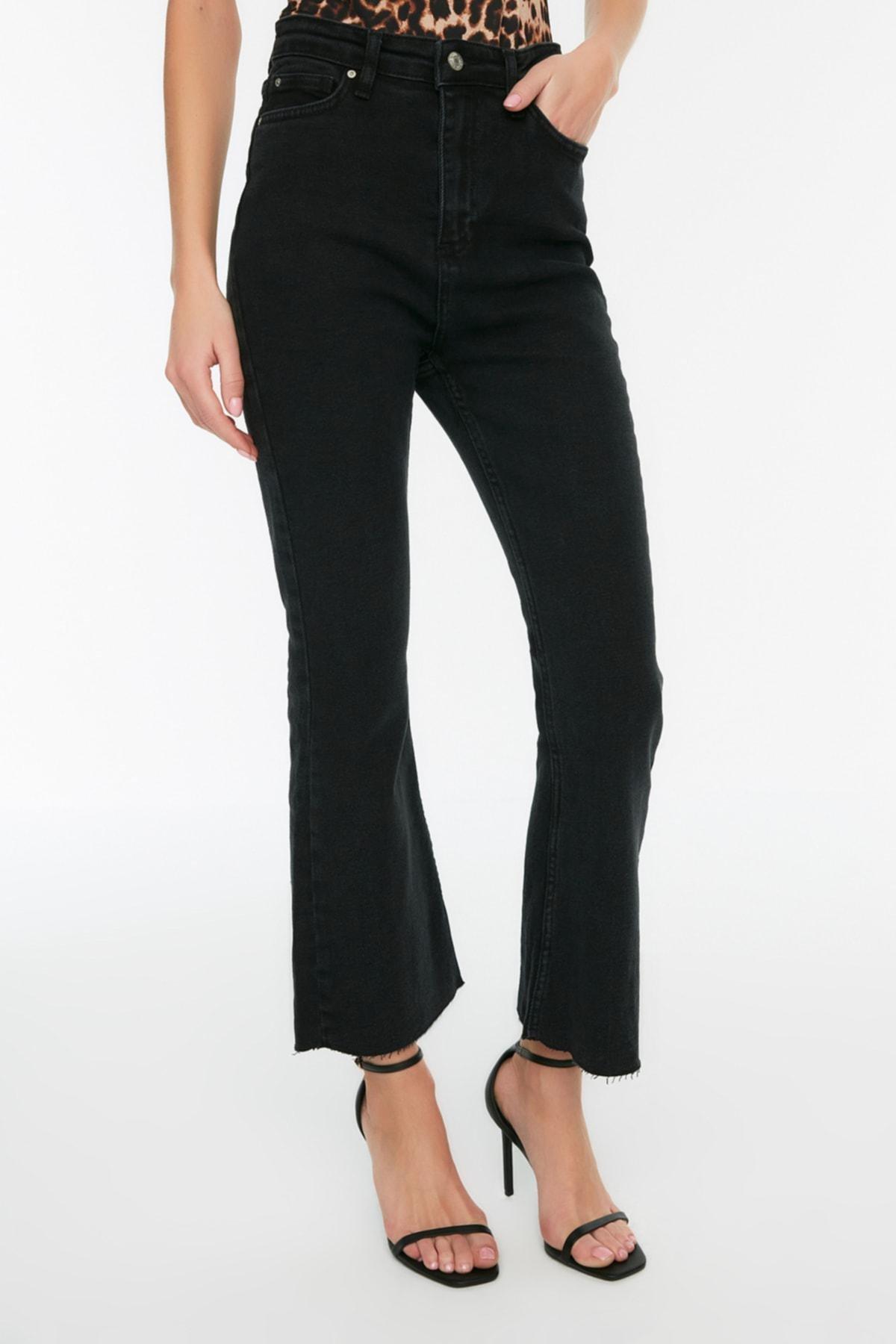 Trendyol - Grey Wide Leg High Waist Jeans