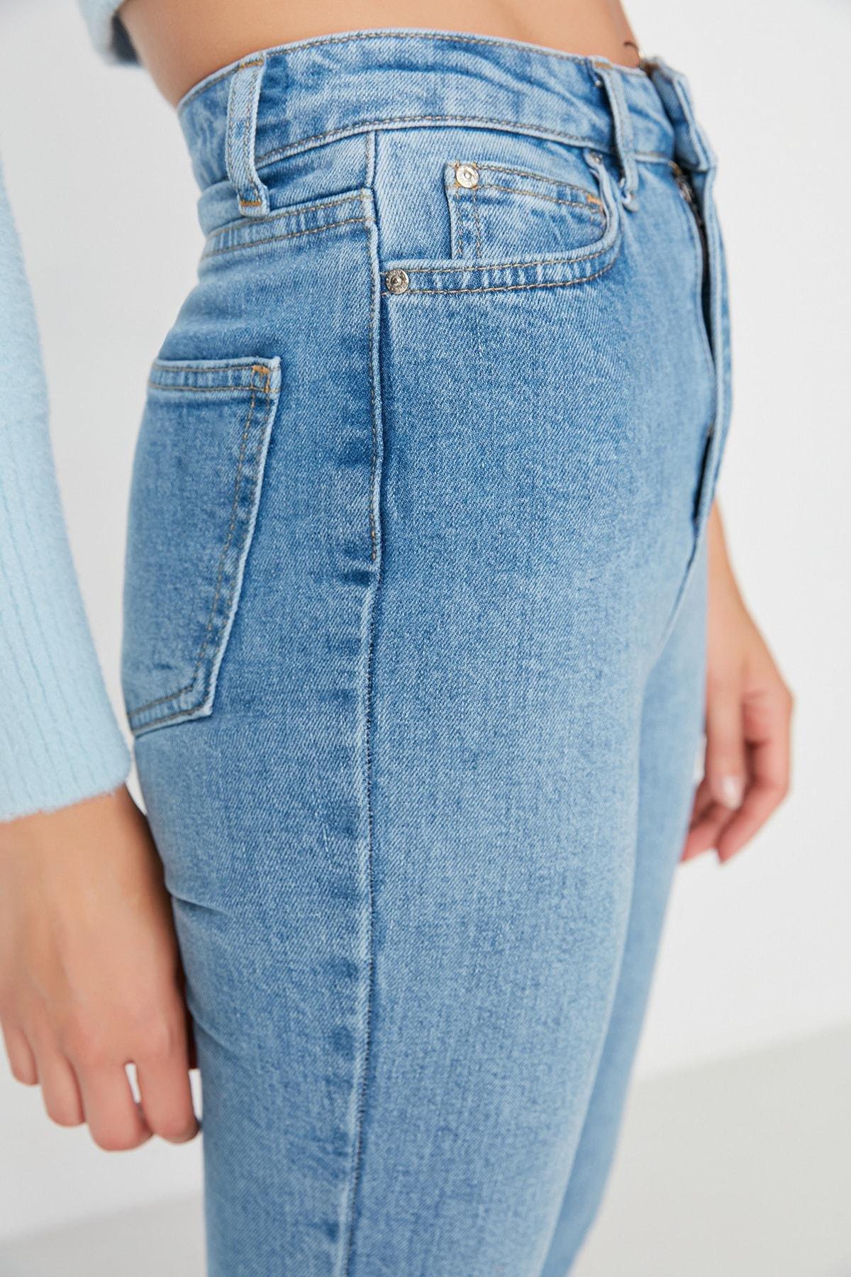 Blue Wide Leg Cotton Jeans, , large image number 9
