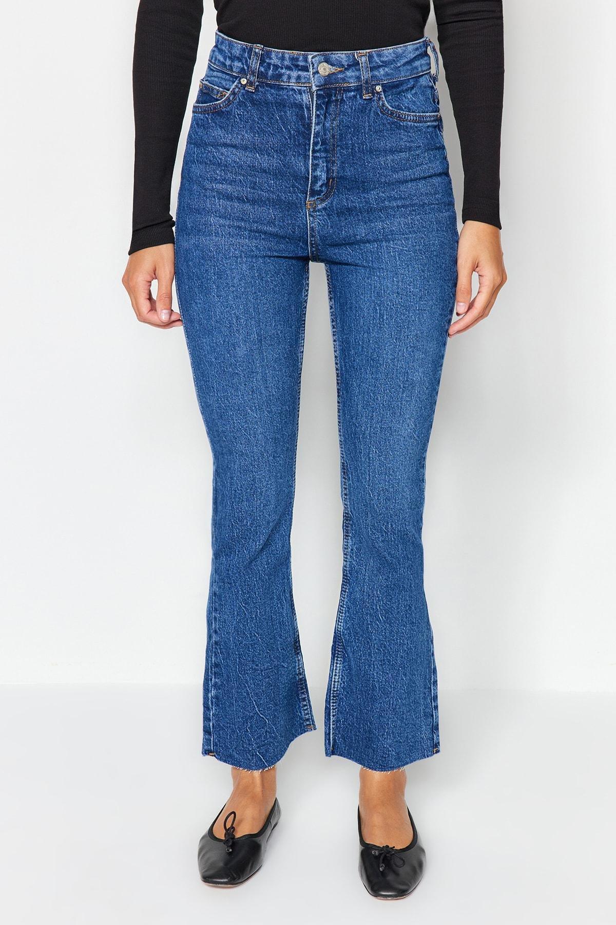 Blue Wide Leg Cotton Jeans, , large image number 11