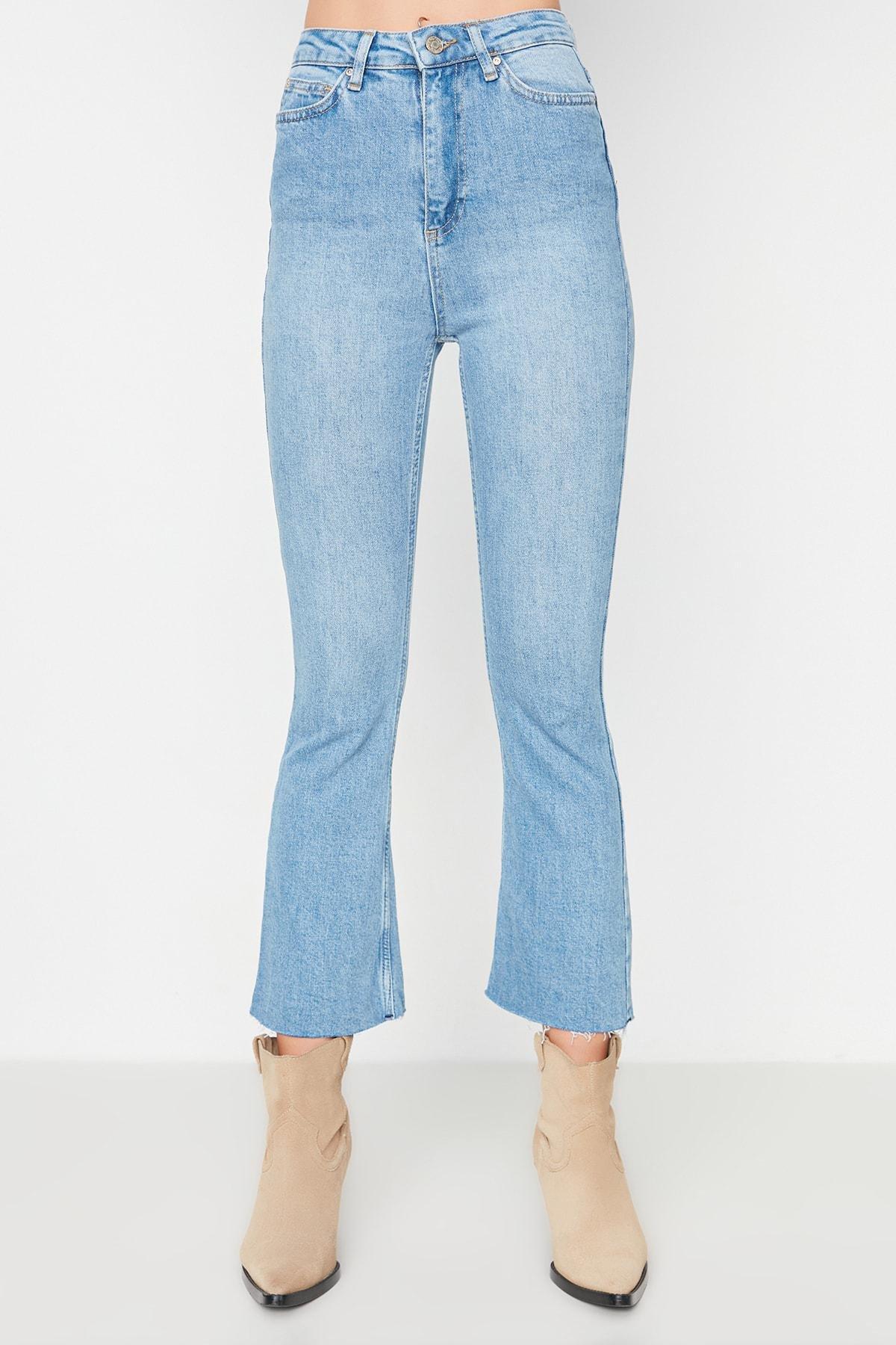 Blue Wide Leg Cotton Jeans, , large image number 12