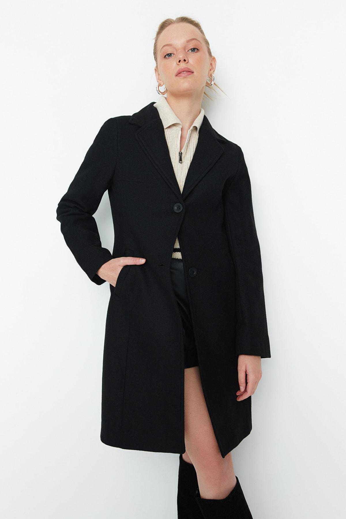 Black Double Breasted Coat, , large image number 0