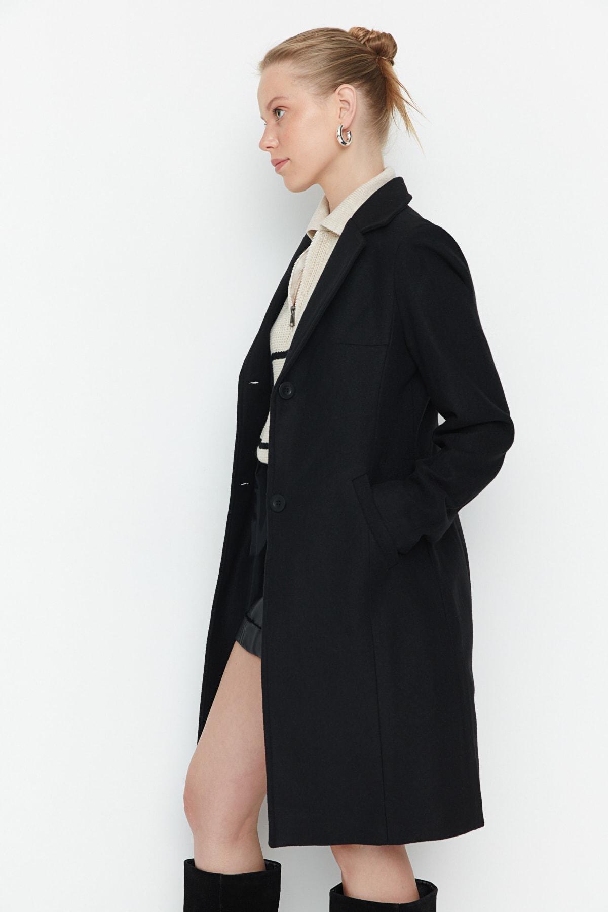Black Double Breasted Coat, , large image number 1