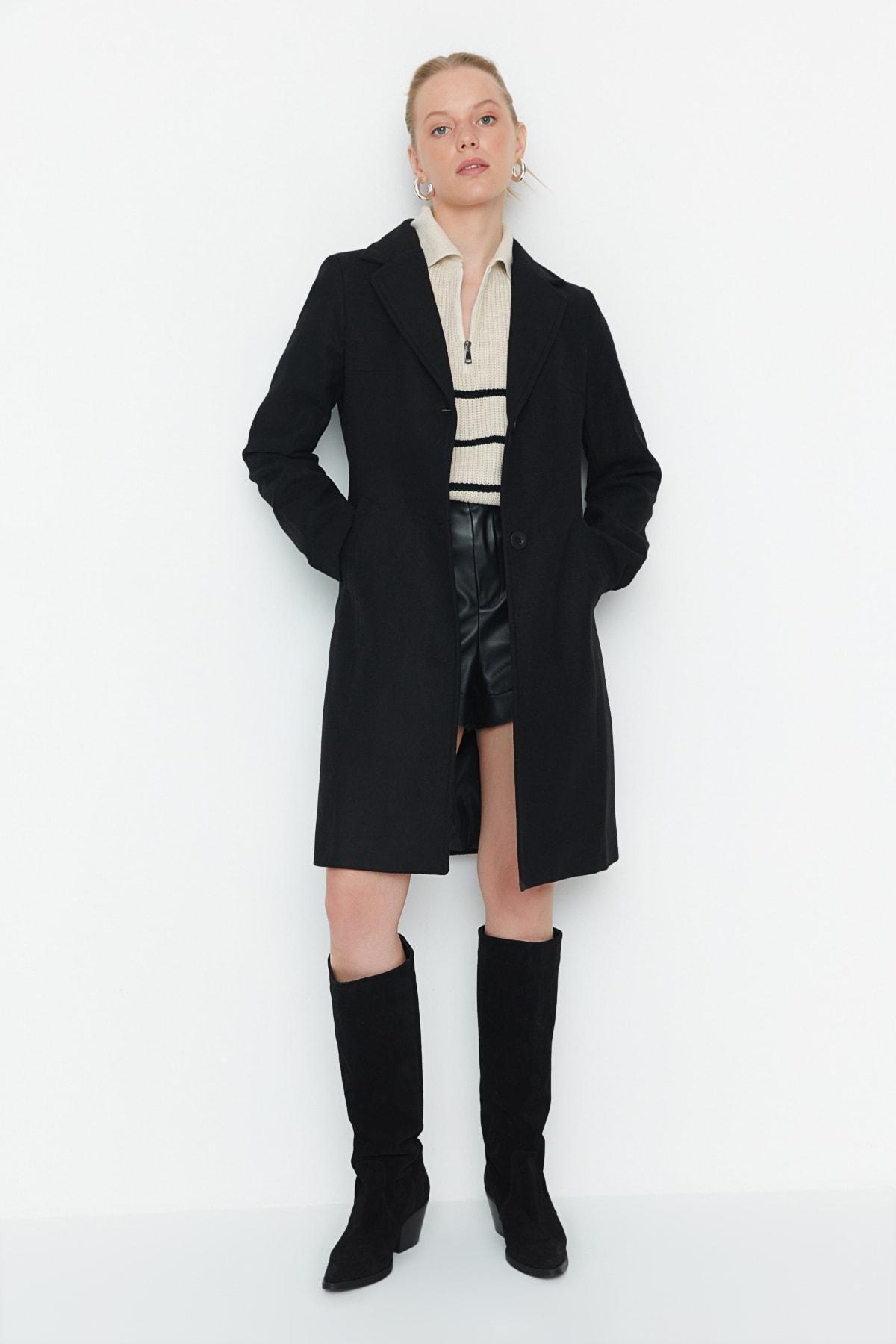 Black Double Breasted Coat, , large image number 2