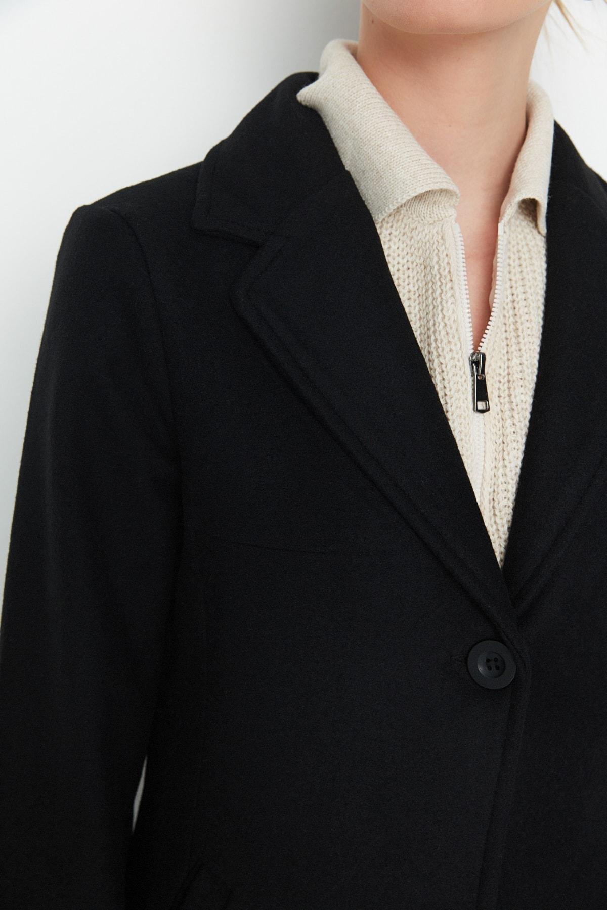 Black Double Breasted Coat, , large image number 3