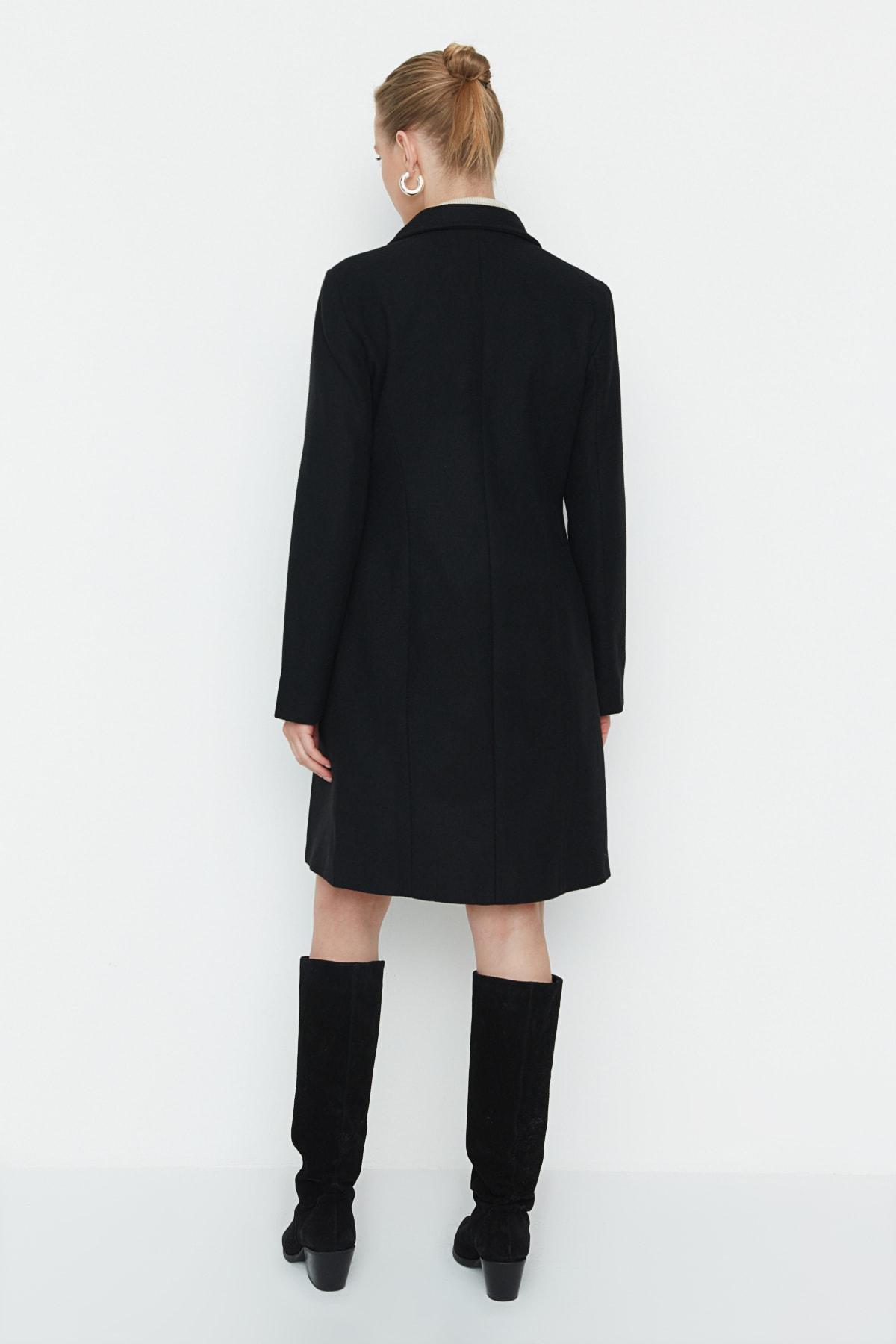Black Double Breasted Coat, , large image number 4