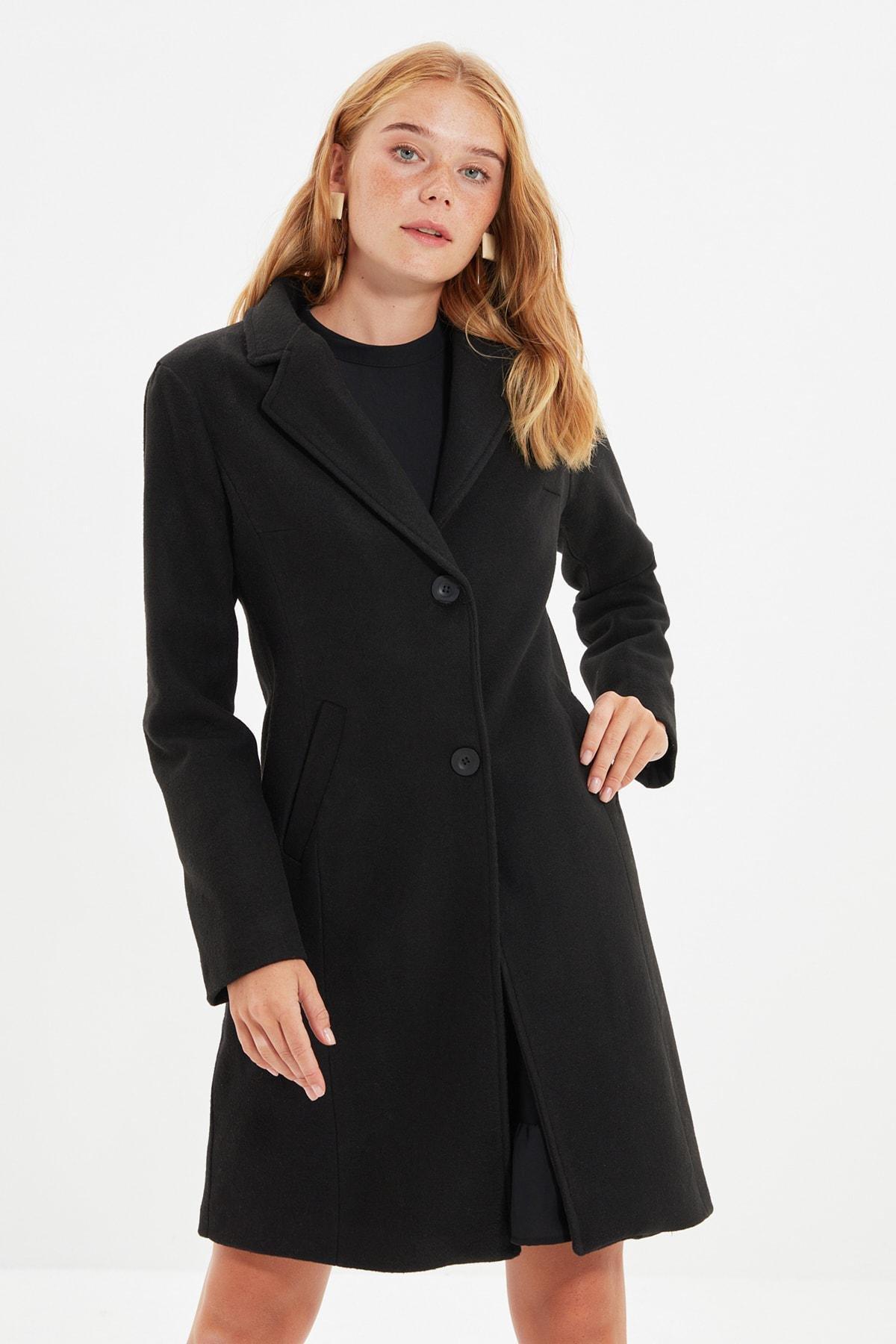 Black Double Breasted Coat, , large image number 6