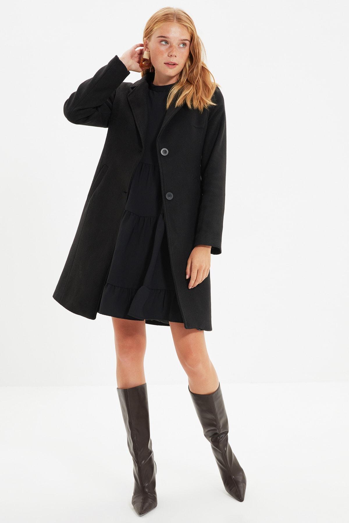 Black Double Breasted Coat, , large image number 7