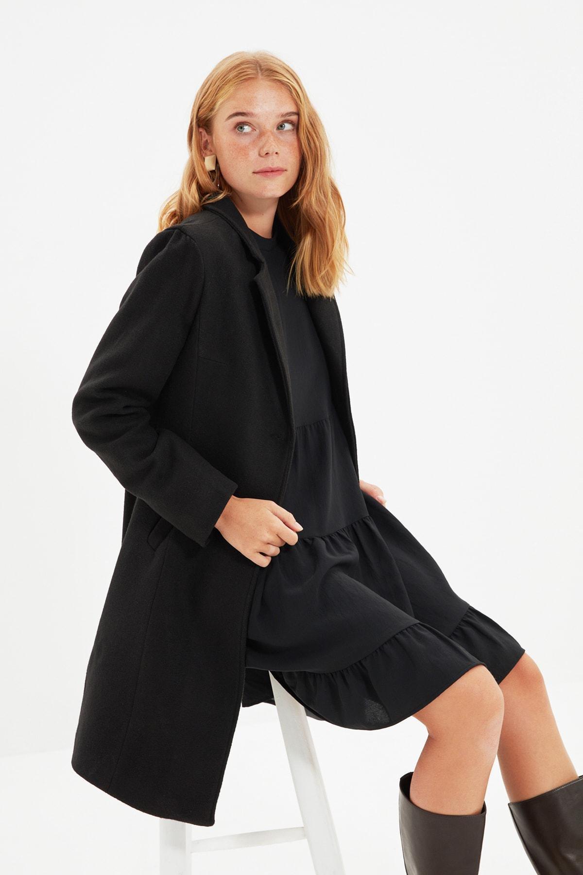 Black Double Breasted Coat, , large image number 8