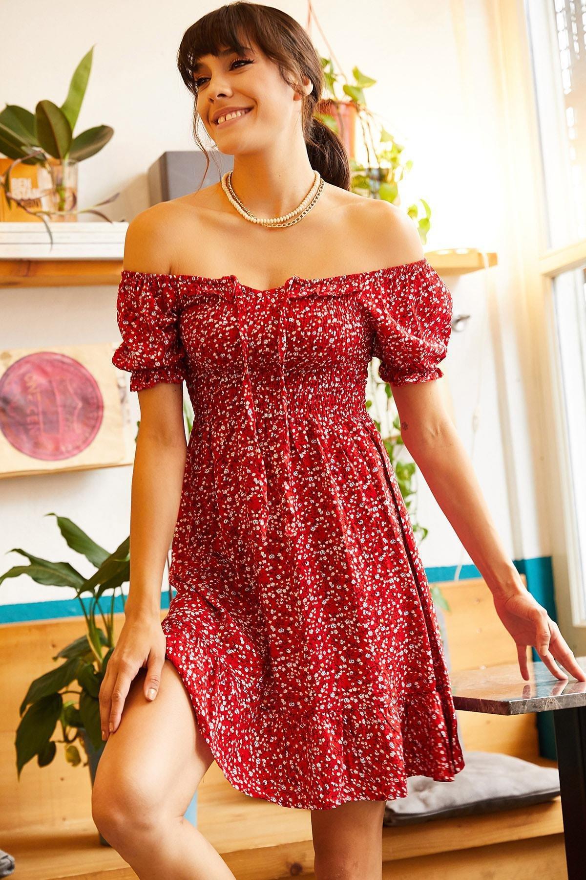 Red Floral Ruffle Hem Dress, , large image number 2