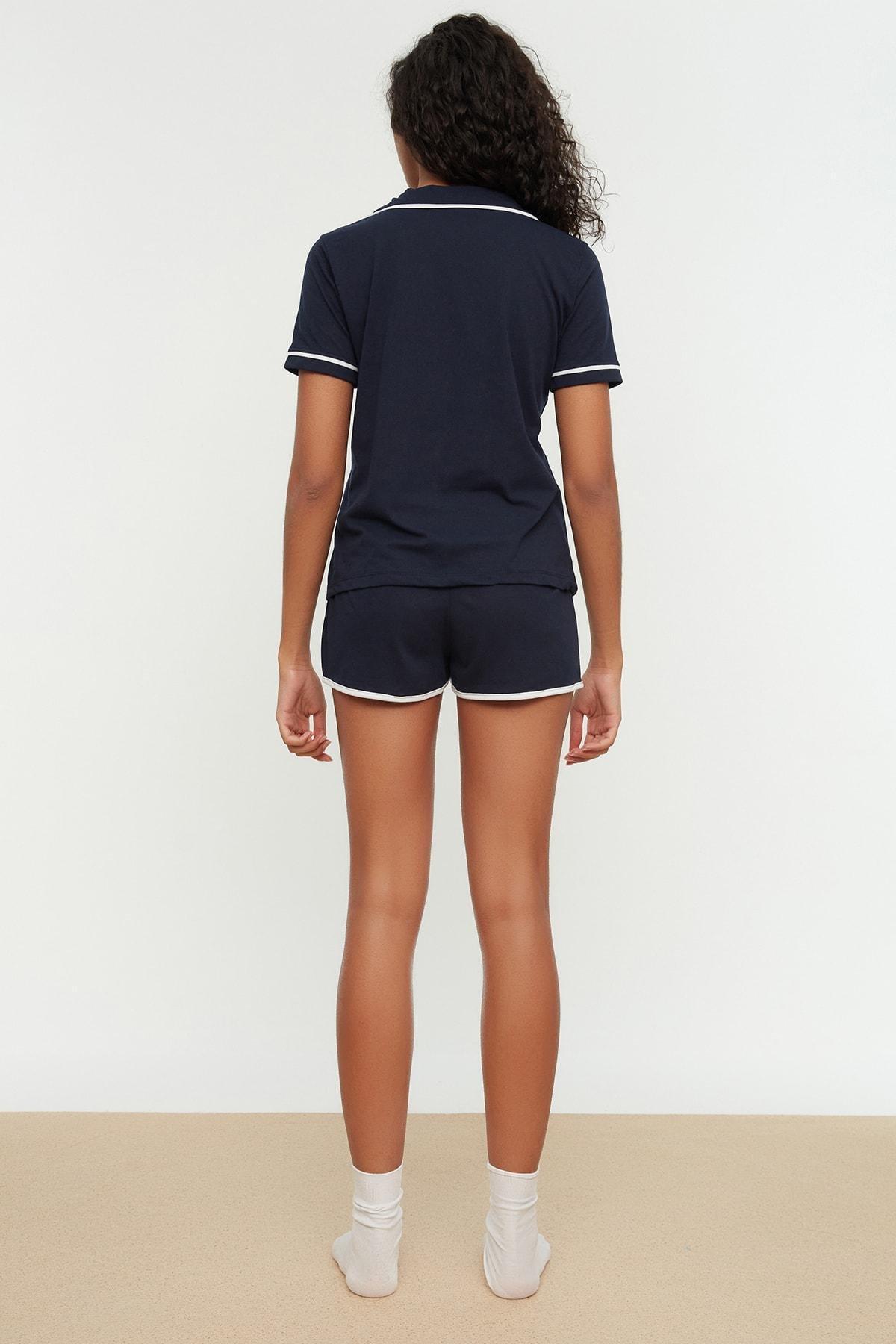 Navy Plain Pyjama Set, , large image number 8