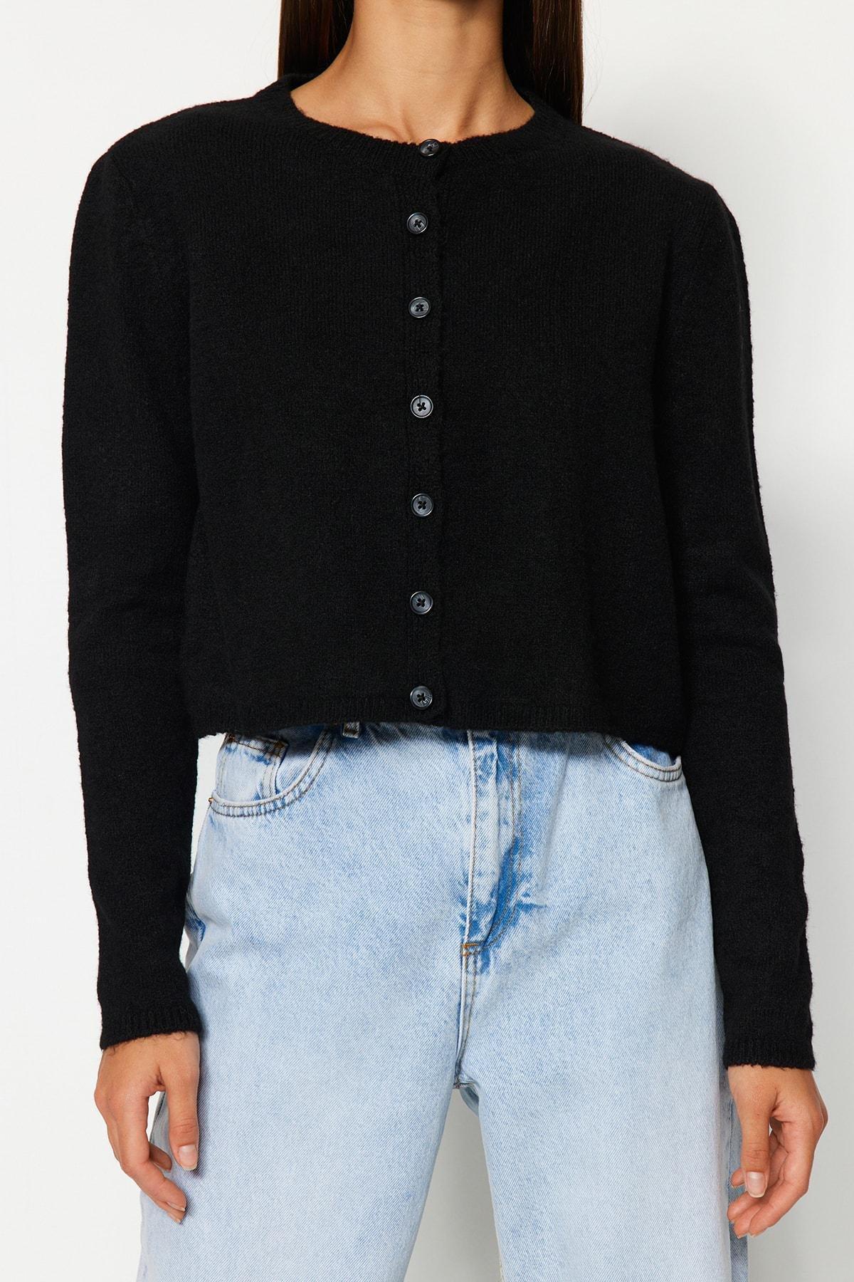 Black Slim Fit Cardigan, BLACK, large image number 5