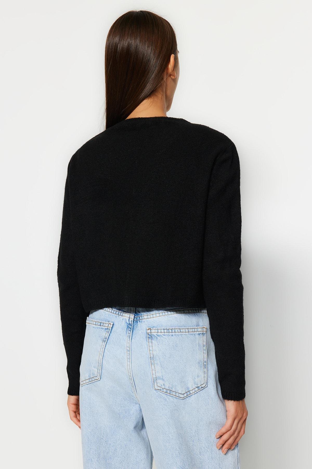 Black Slim Fit Cardigan, BLACK, large image number 6