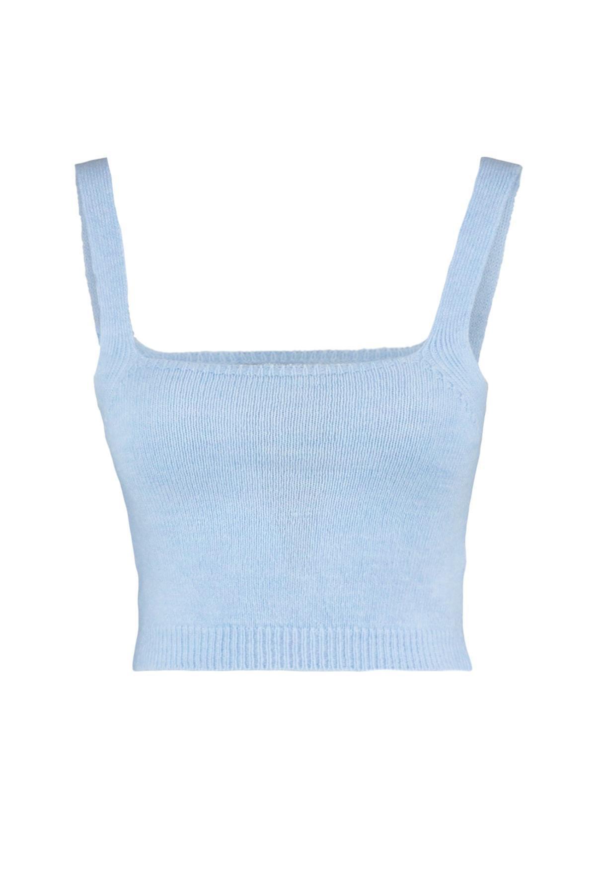 Blue Slim Crew Neck Cardigan, , large image number 8