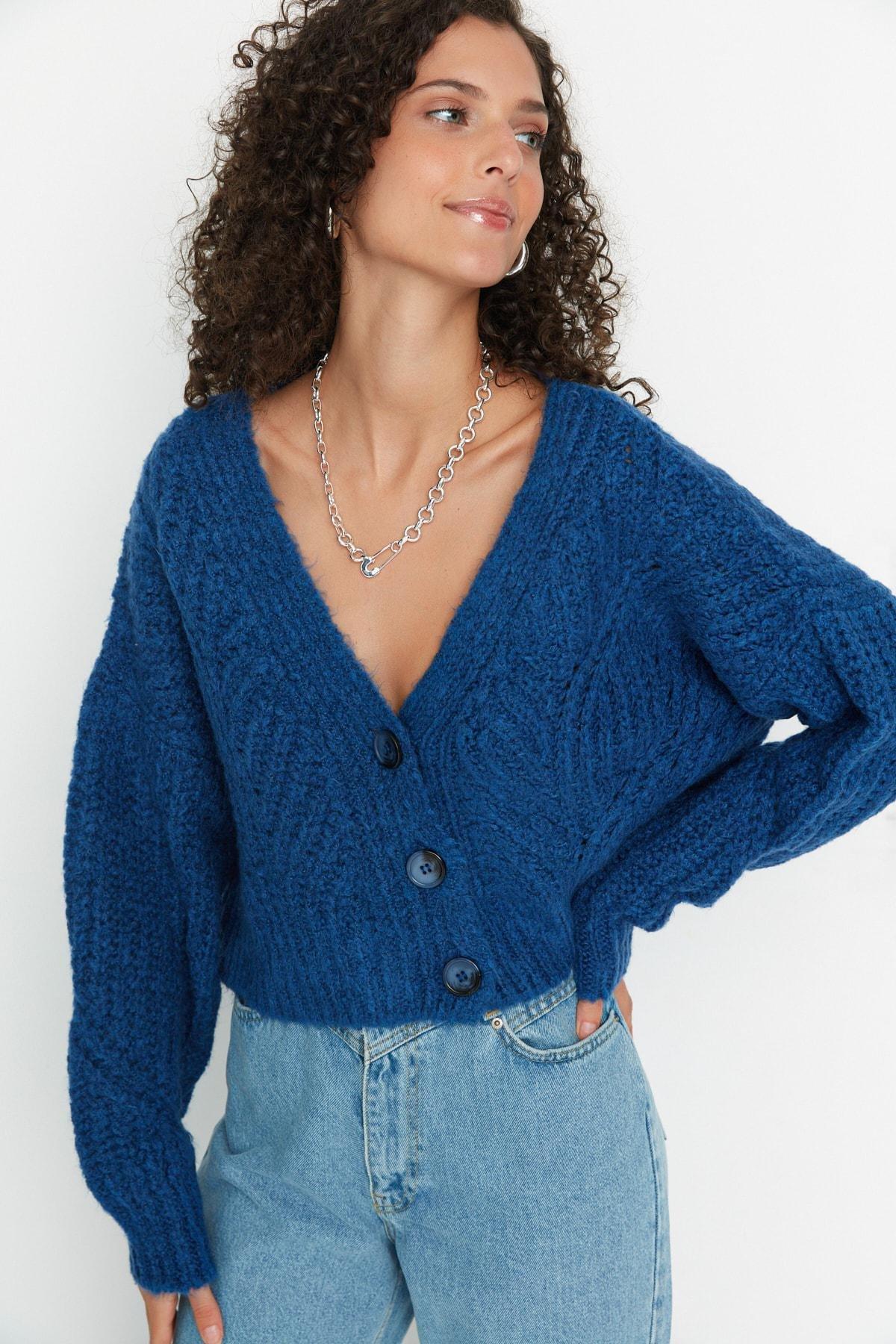 Blue Knitted Cardigan, , large image number 2