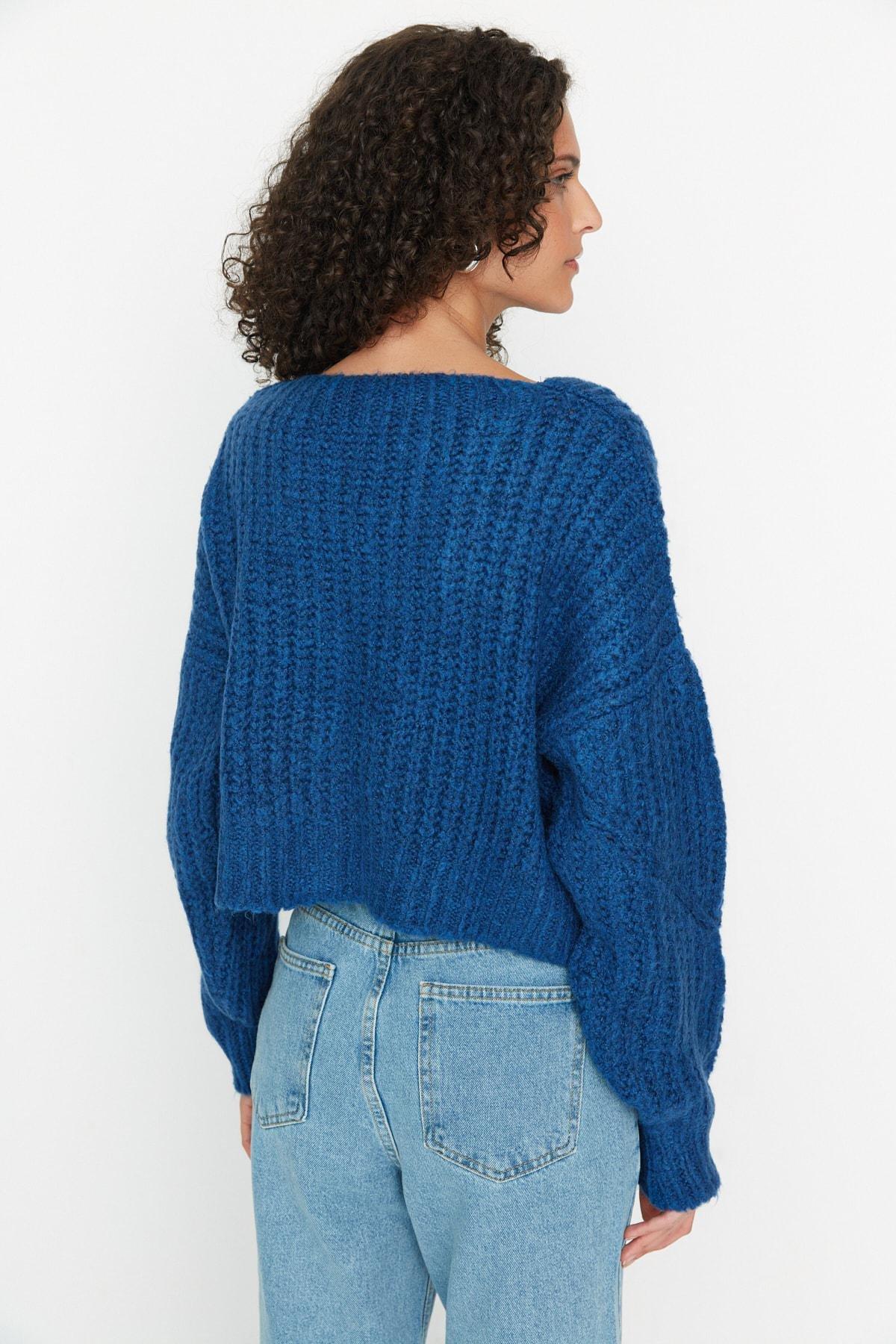 Blue Knitted Cardigan, , large image number 4
