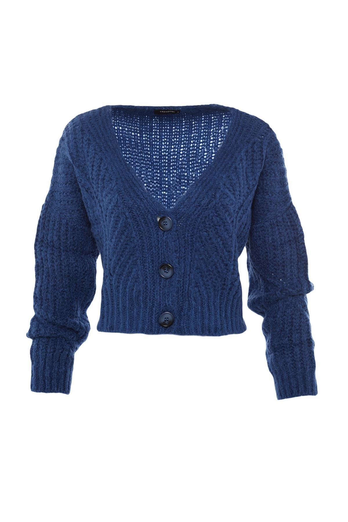 Blue Knitted Cardigan, , large image number 7