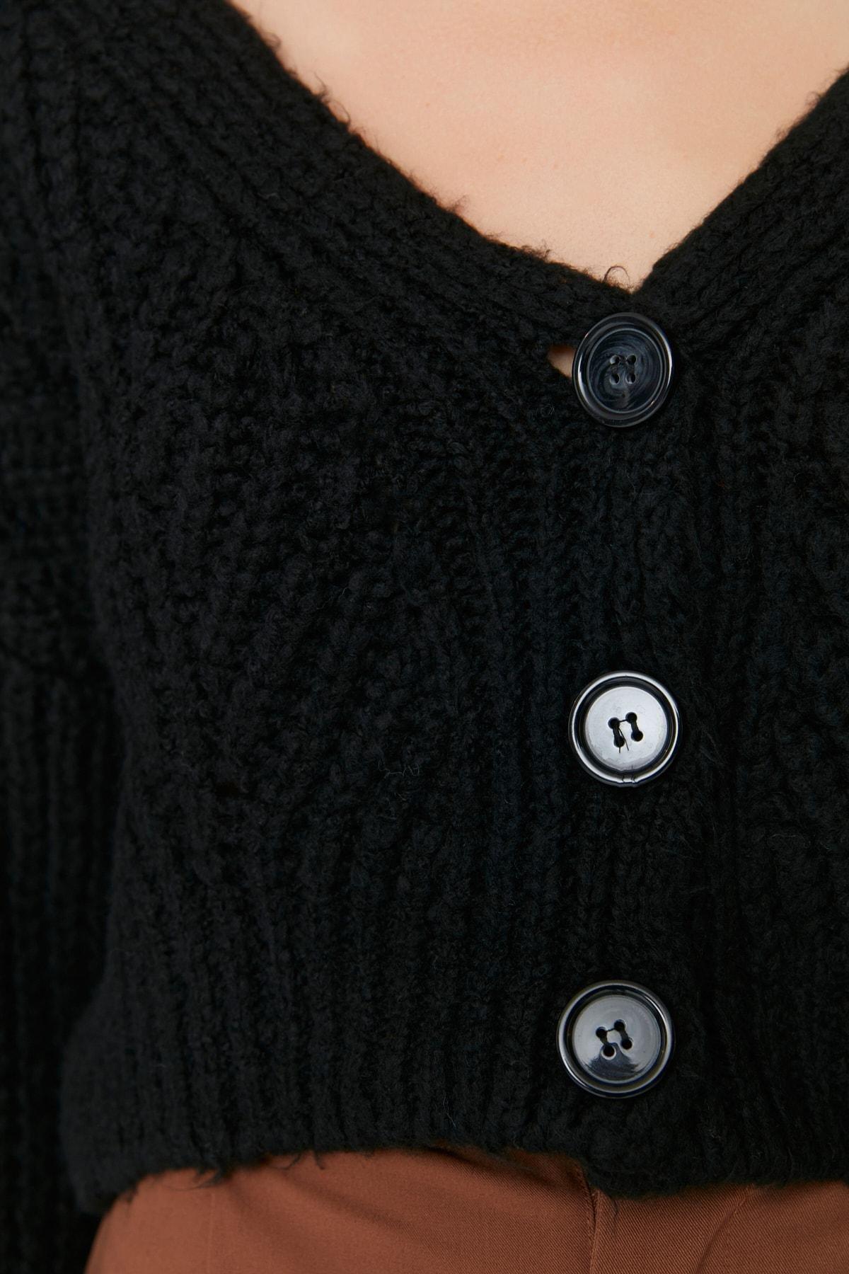 Black V-Neck Cardigan, , large image number 3