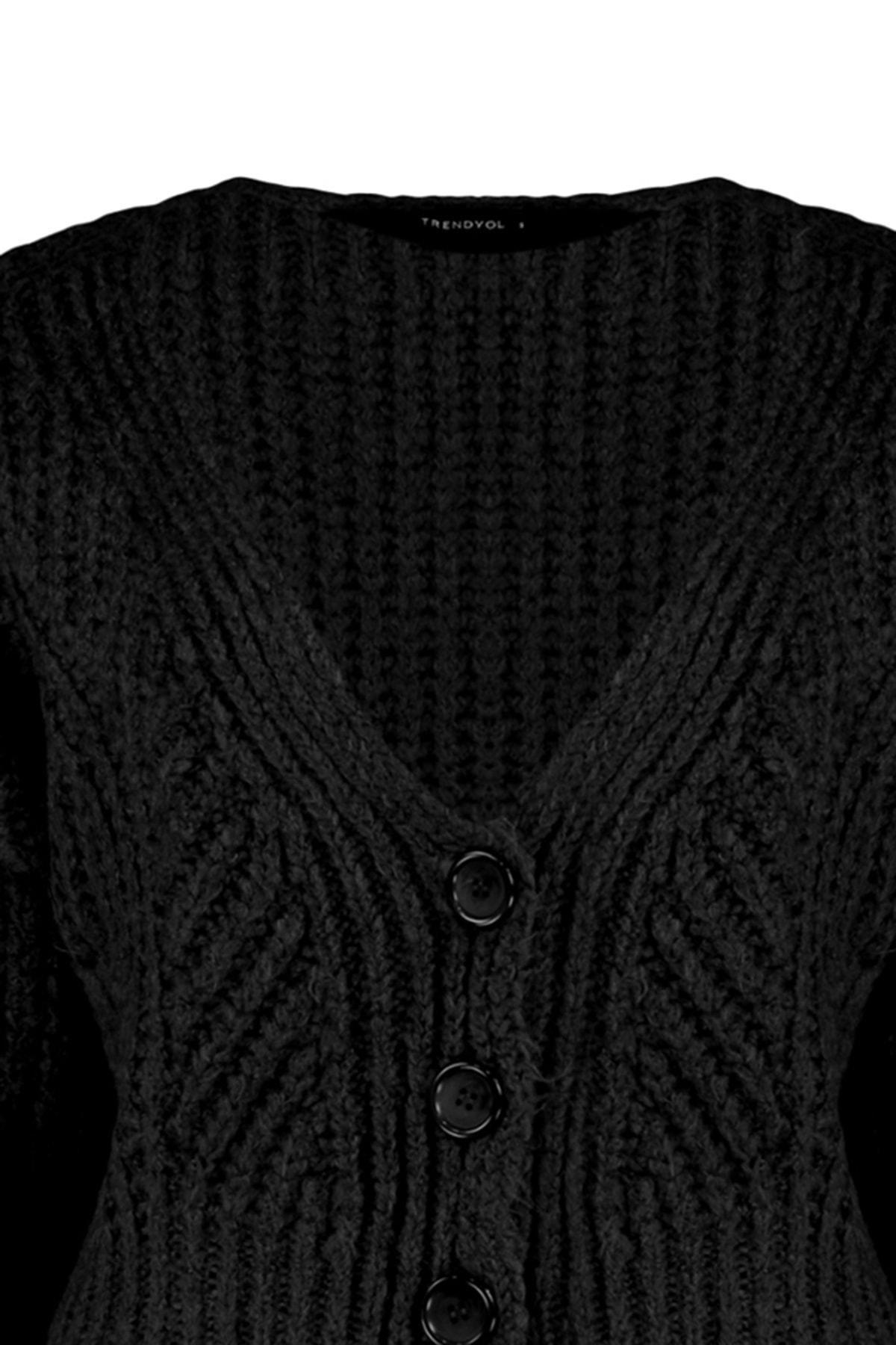 Black V-Neck Cardigan, , large image number 7