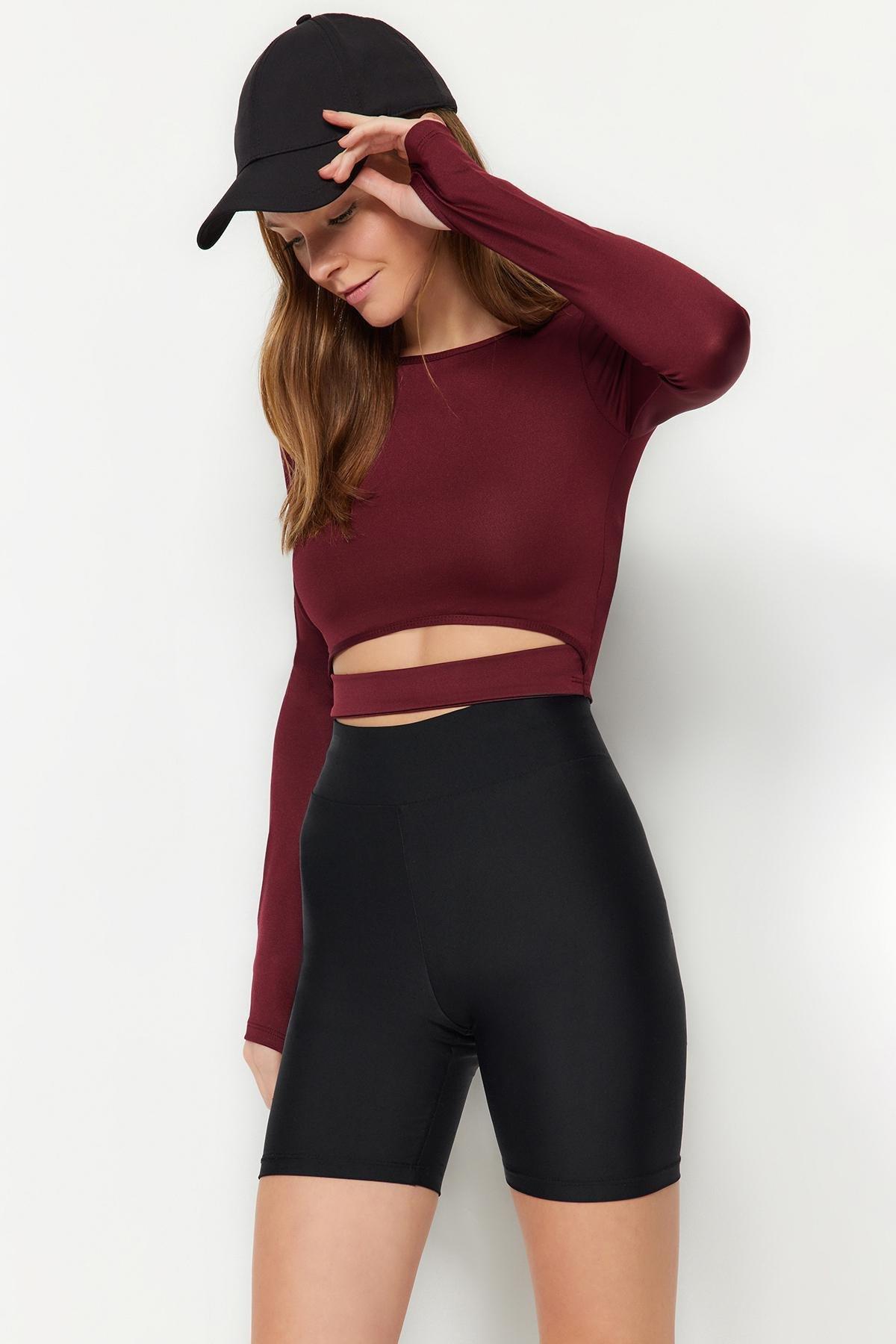 Burgundy Cut-Out Sports Top, , large image number 2