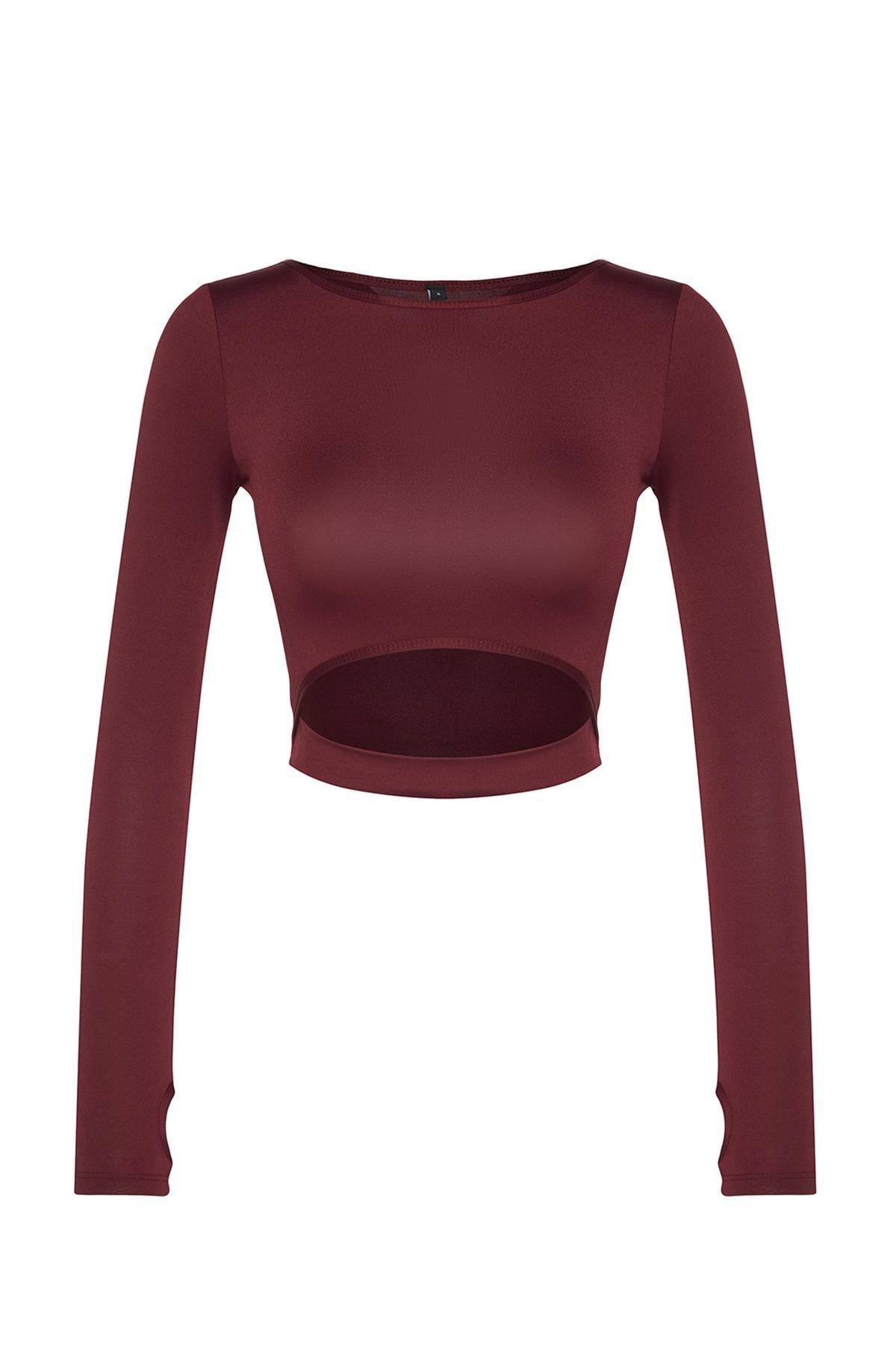 Burgundy Cut-Out Sports Top, , large image number 5