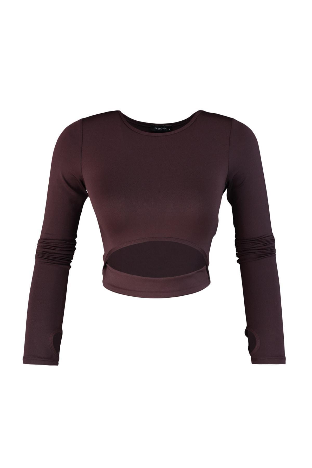 Brown Fitted Blouse, Brown, large image number 4