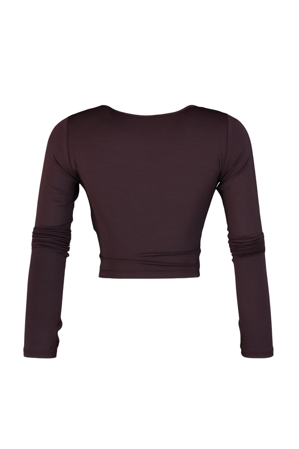 Brown Fitted Blouse, Brown, large image number 6