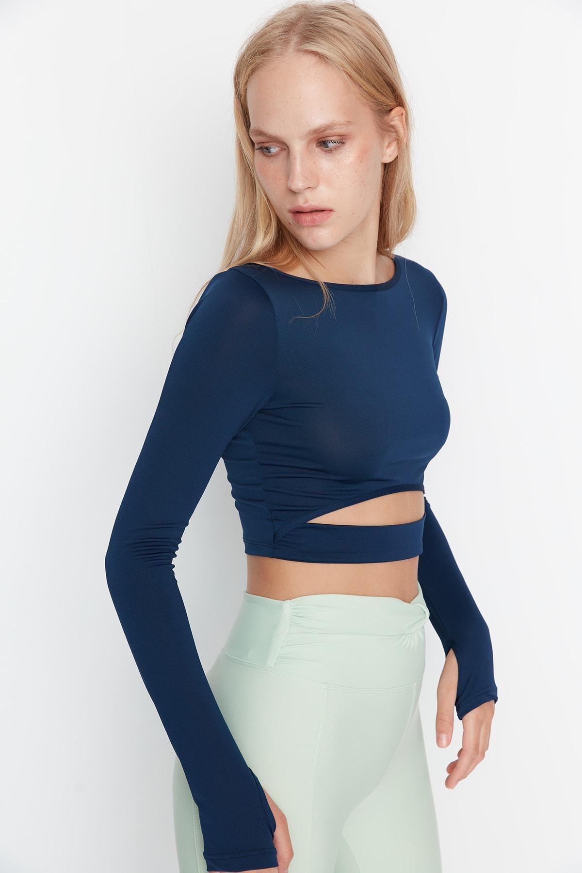 Blue Fitted Blouse, , large image number 0