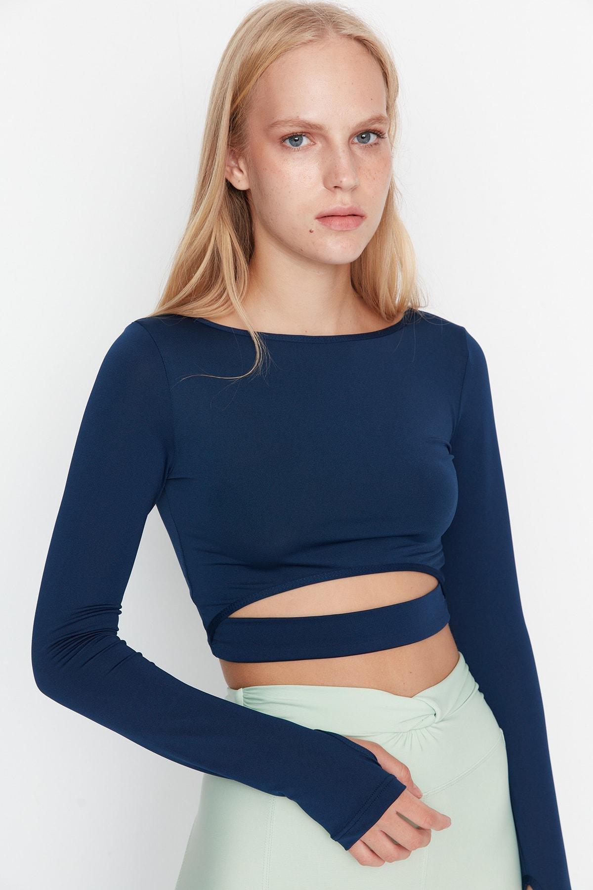 Blue Fitted Blouse, , large image number 1