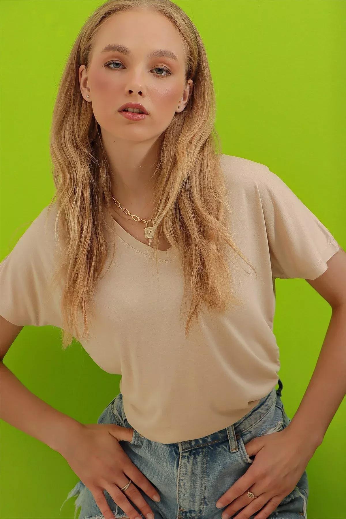 Gray V-Neck T-Shirt, Gray, medium